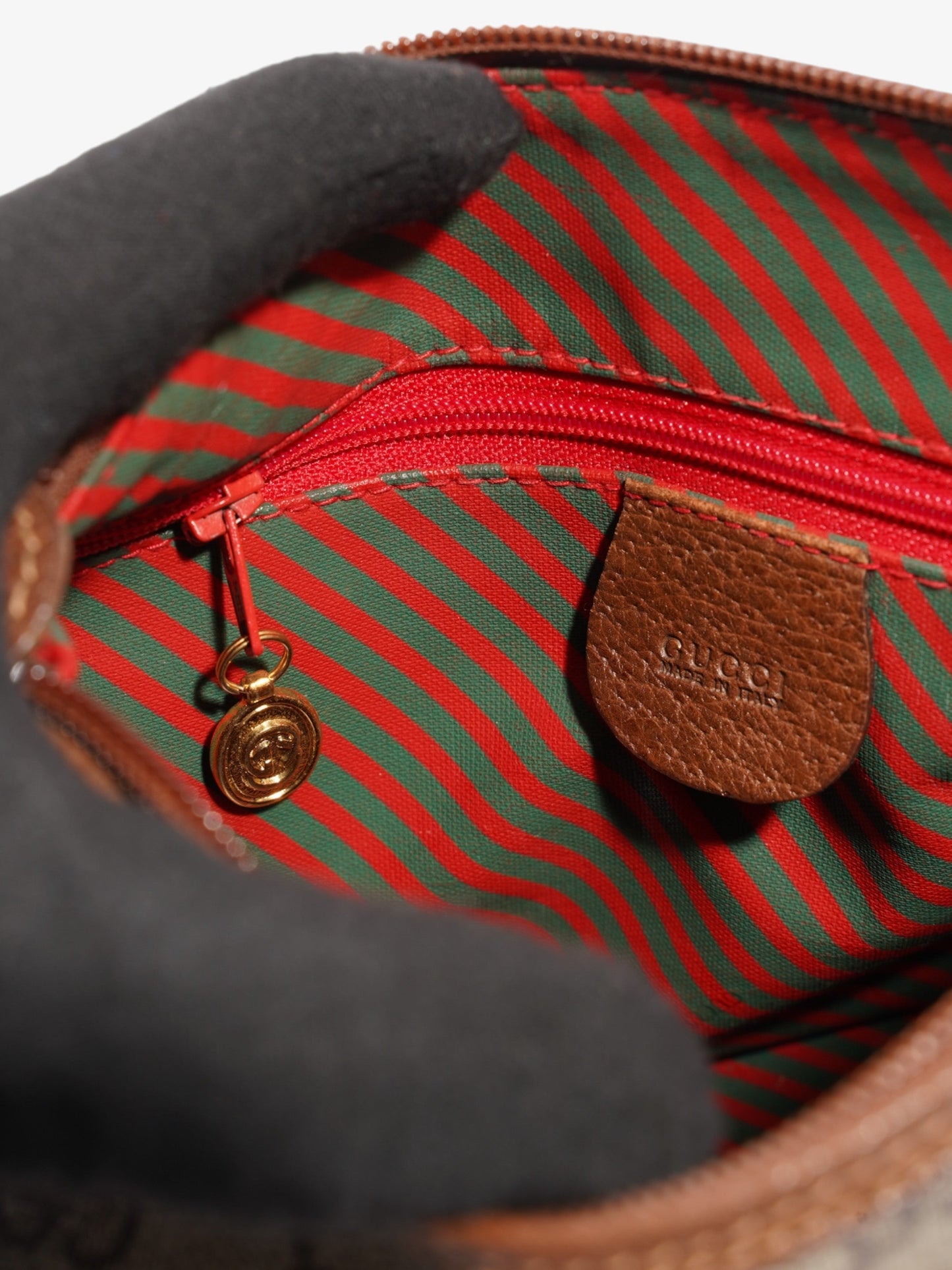 Gucci Old Gucci Sherry Line PVC & leather Shoulder bag Brown 001・58・6177 Supreme Print Coated Canvas