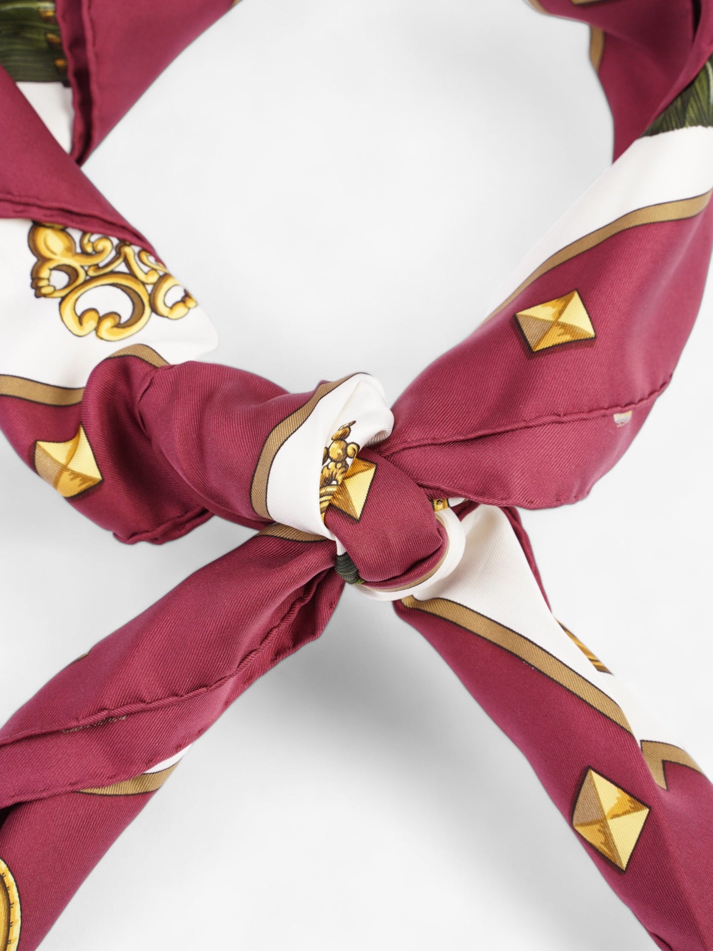 Hermes Hermès Carré 90 LES CLES Keys Scarf Burgundy / Cream / Gold Silk