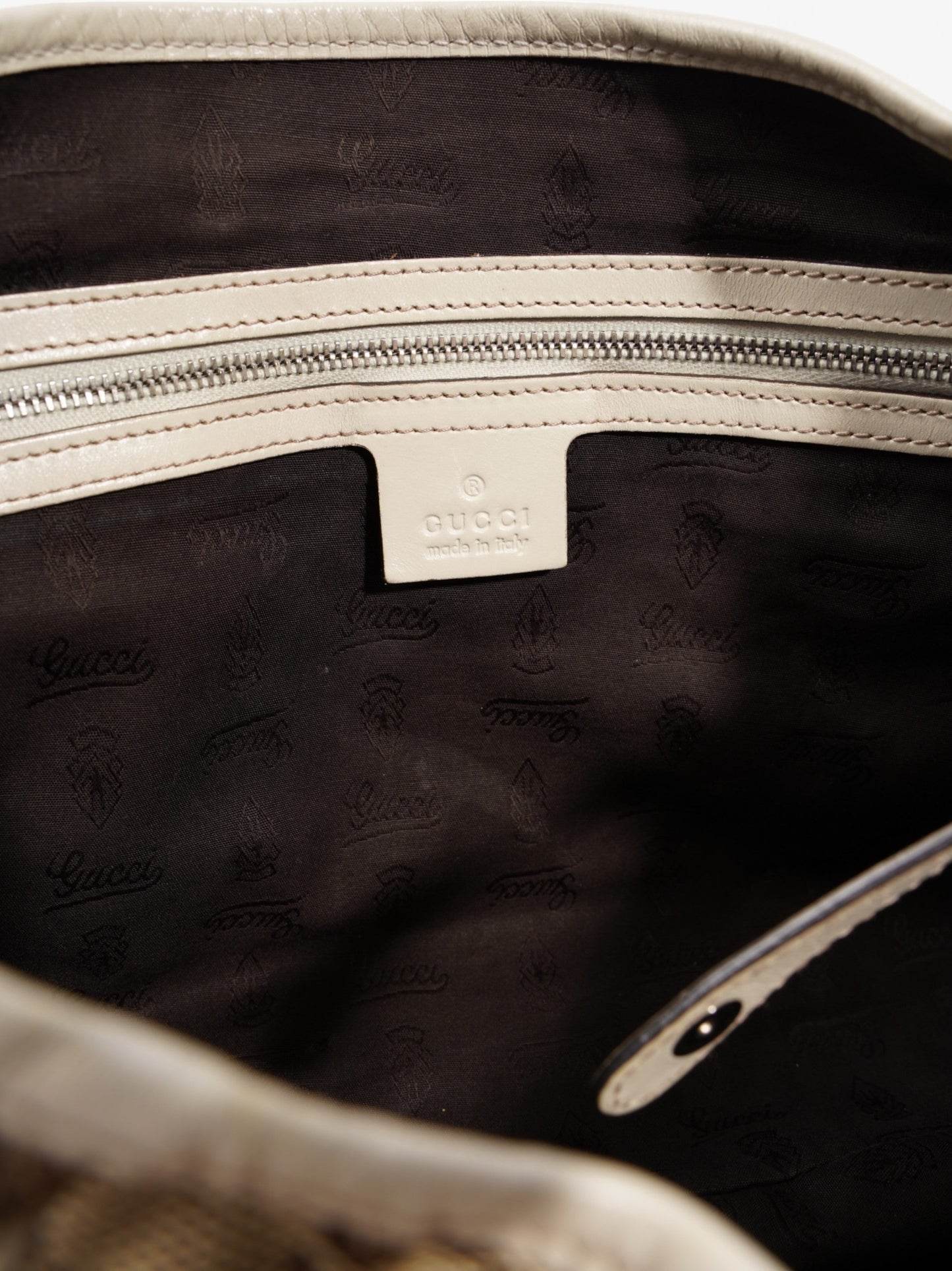 Gucci Twins Tote Beige And Ebony GG Supreme / White Canvas