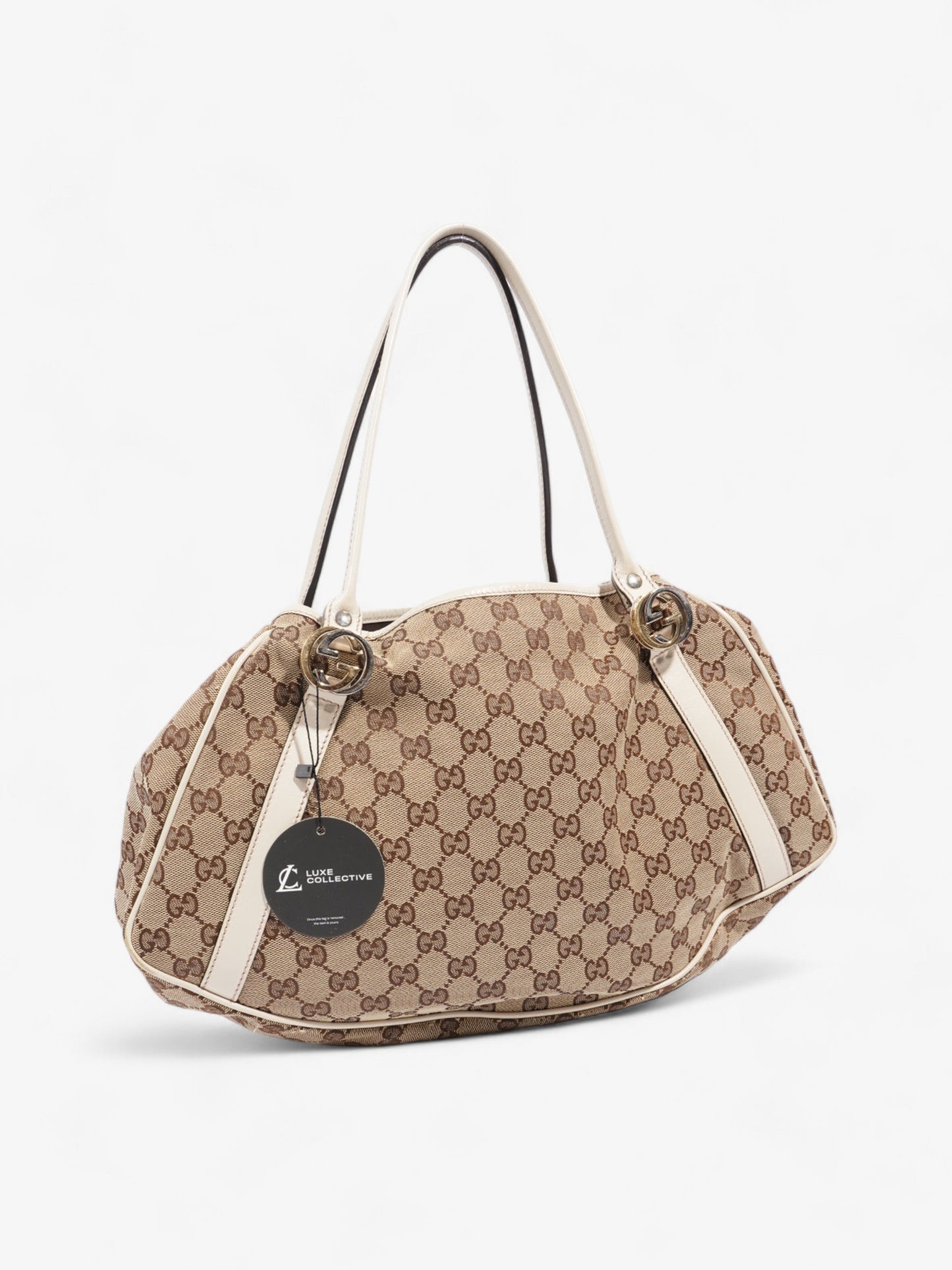 Gucci Twins Tote Beige And Ebony GG Supreme / White Canvas
