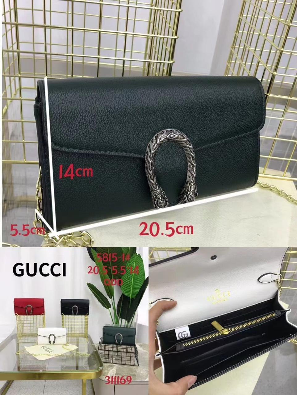Gucci Women's Cross Body Bag -  Design with Logo, Long Chain (Black)