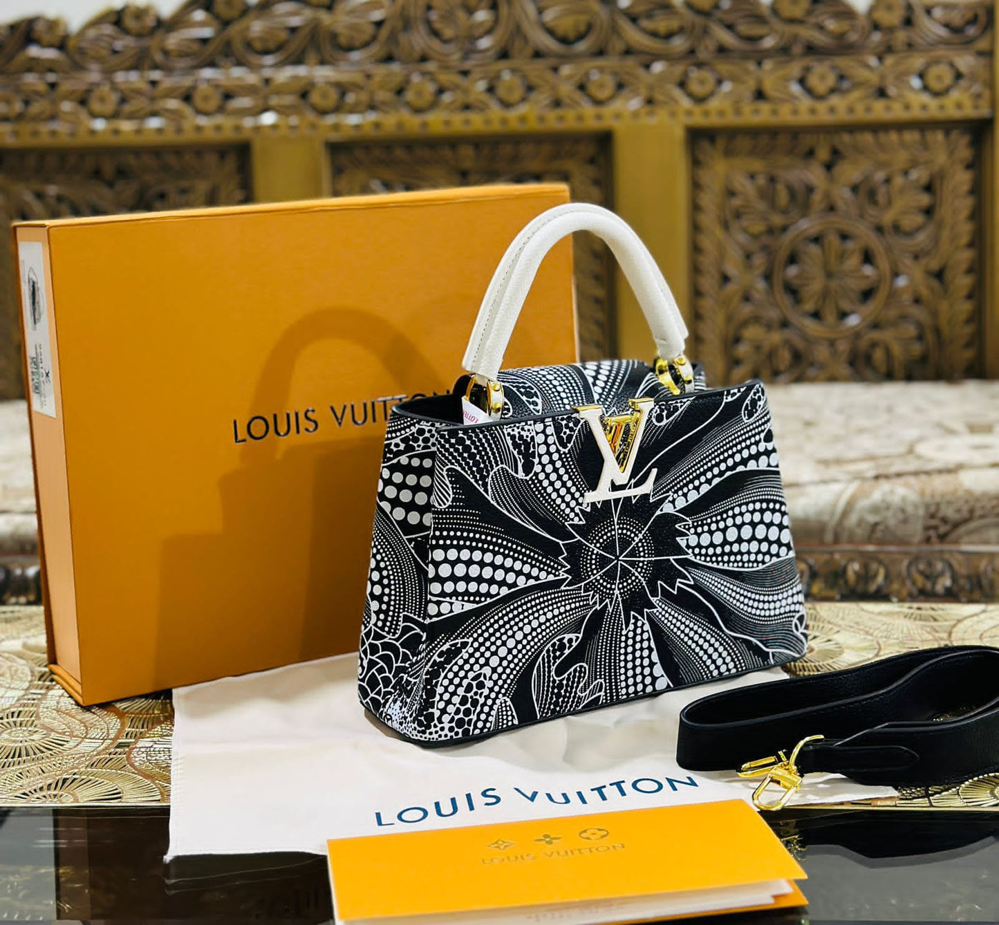 Louis Vuitton Capucines Women Bag - Premium Quality with Brand Box (Black/White)