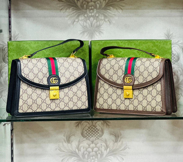 Gucci-Inspired Ophidia Bag with Long Chain and Branded Packing (Black-1)