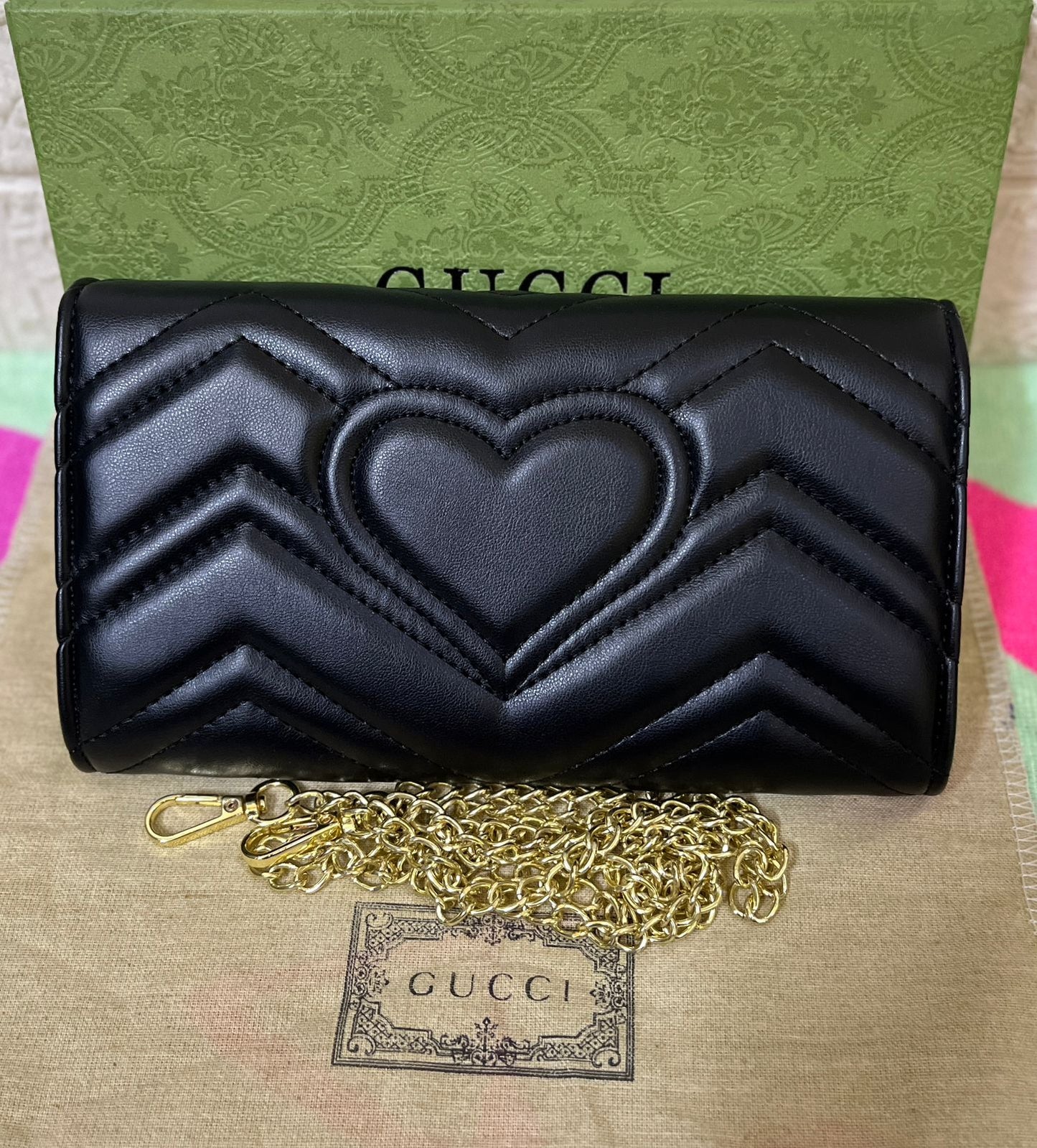 Gucci GG Marmont Black Crossbody Bag + Clutch (black 1)