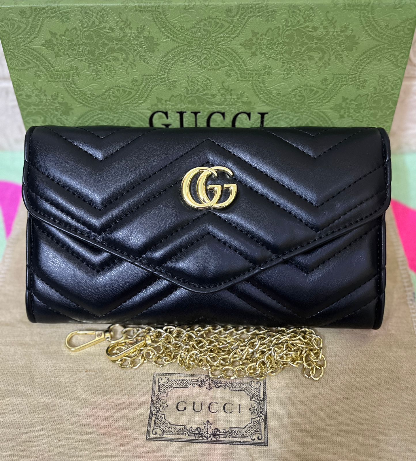 Gucci GG Marmont Black Crossbody Bag + Clutch (black 1)