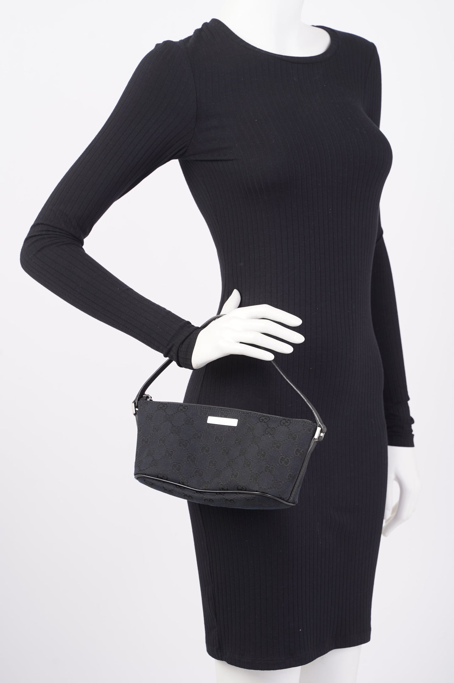Gucci Boat Pochette Bag Black Canvas