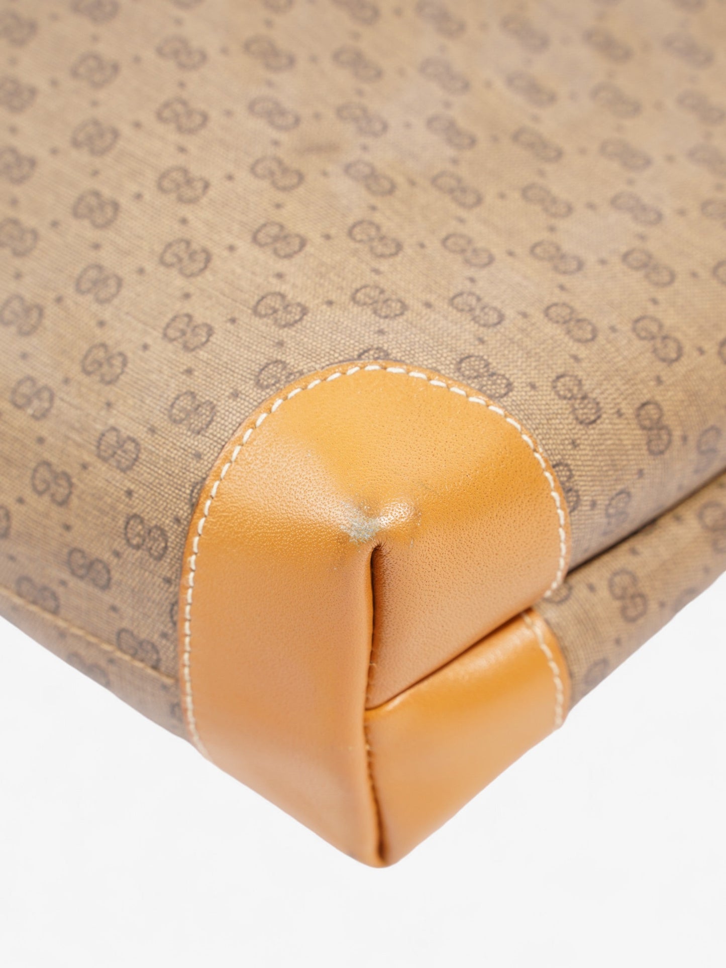 Gucci Vintage Supreme Tote Light Brown / Green And Red Web Coated Canvas