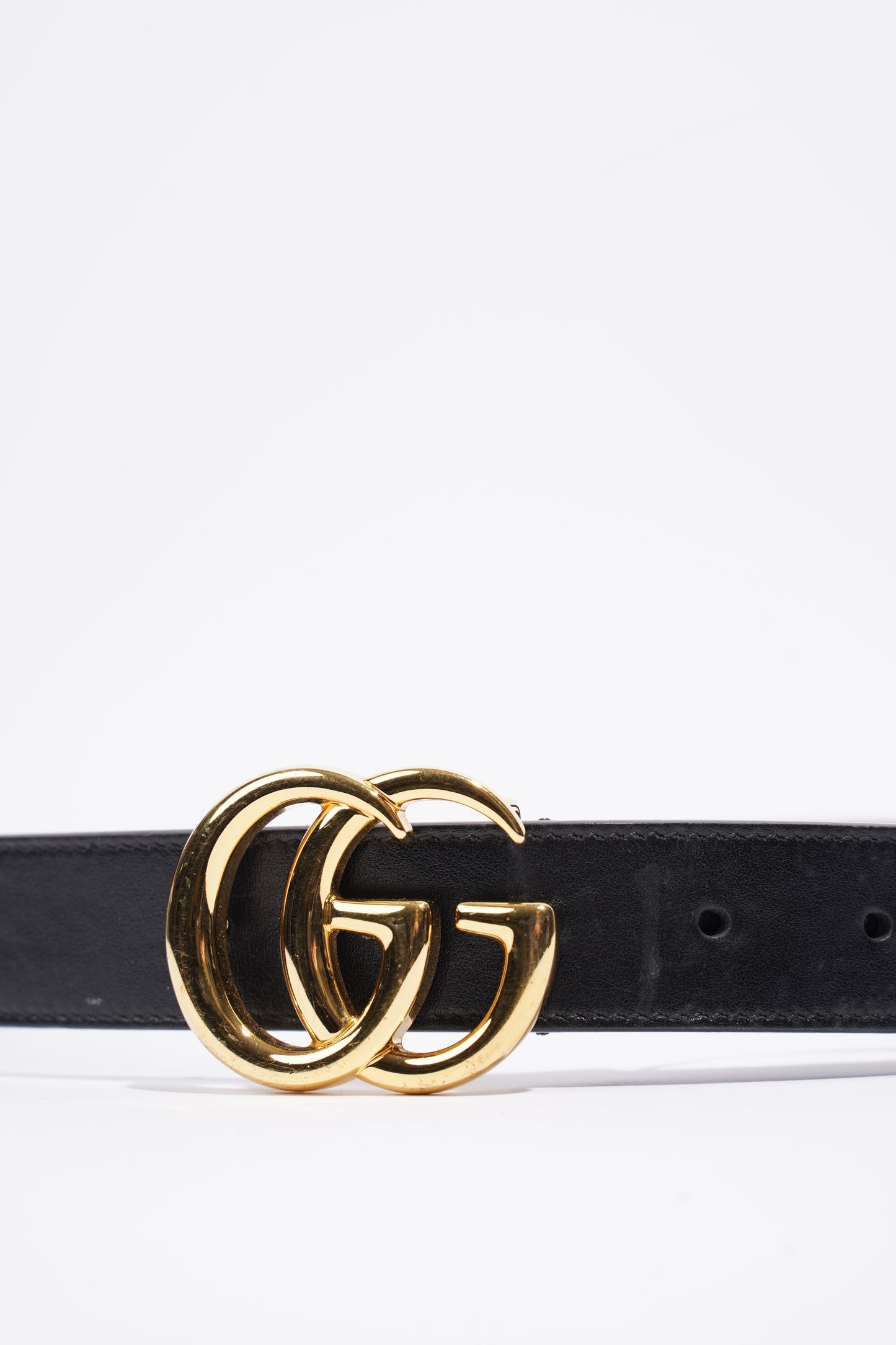 Gucci GG Marmont Belt With Shiny Buckle Black Leather 85cm 34''