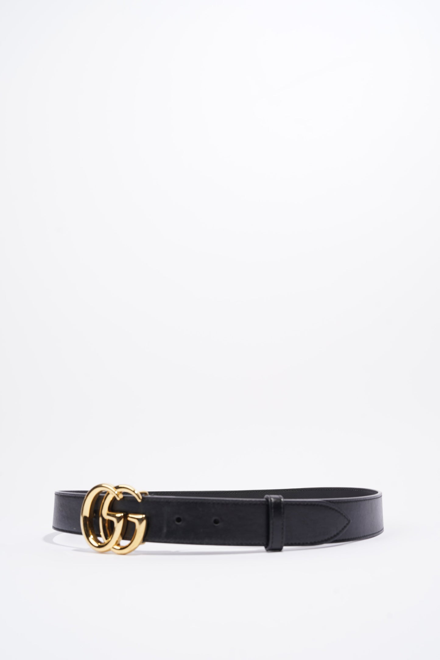 Gucci GG Marmont Belt With Shiny Buckle Black Leather 85cm 34''