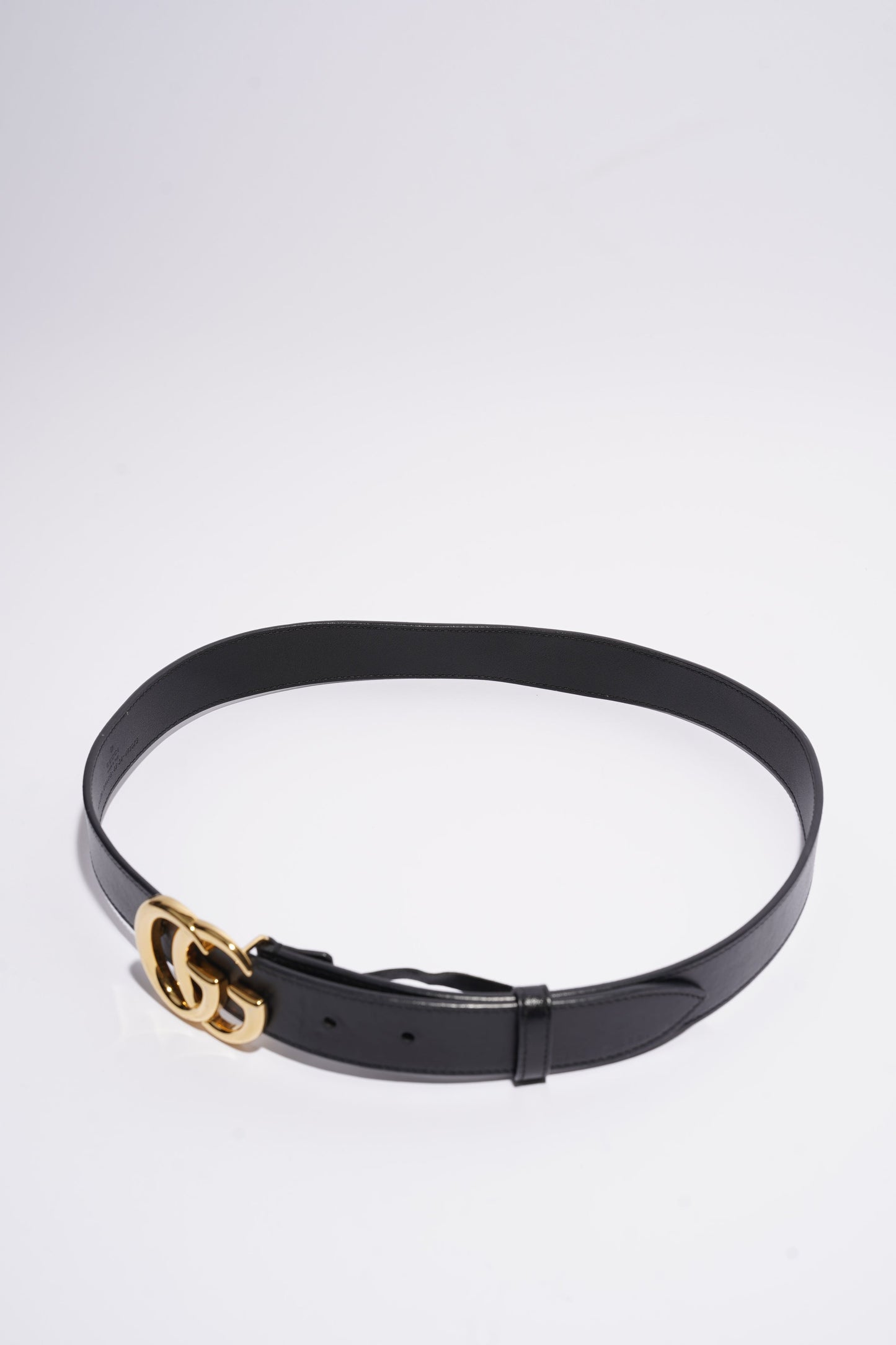 Gucci GG Marmont Belt With Shiny Buckle Black Leather 85cm 34''
