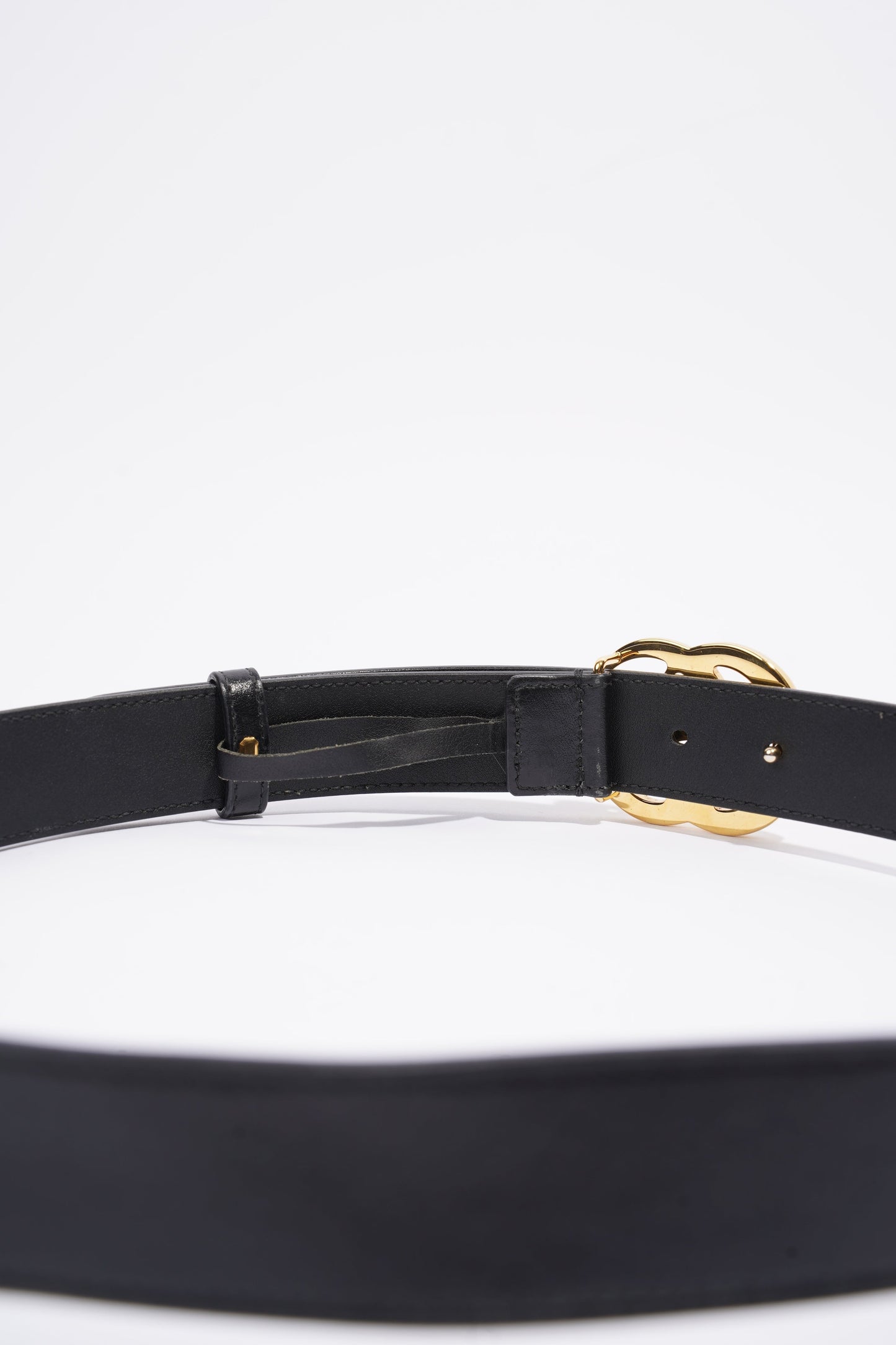 Gucci GG Marmont Belt With Shiny Buckle Black Leather 85cm 34''
