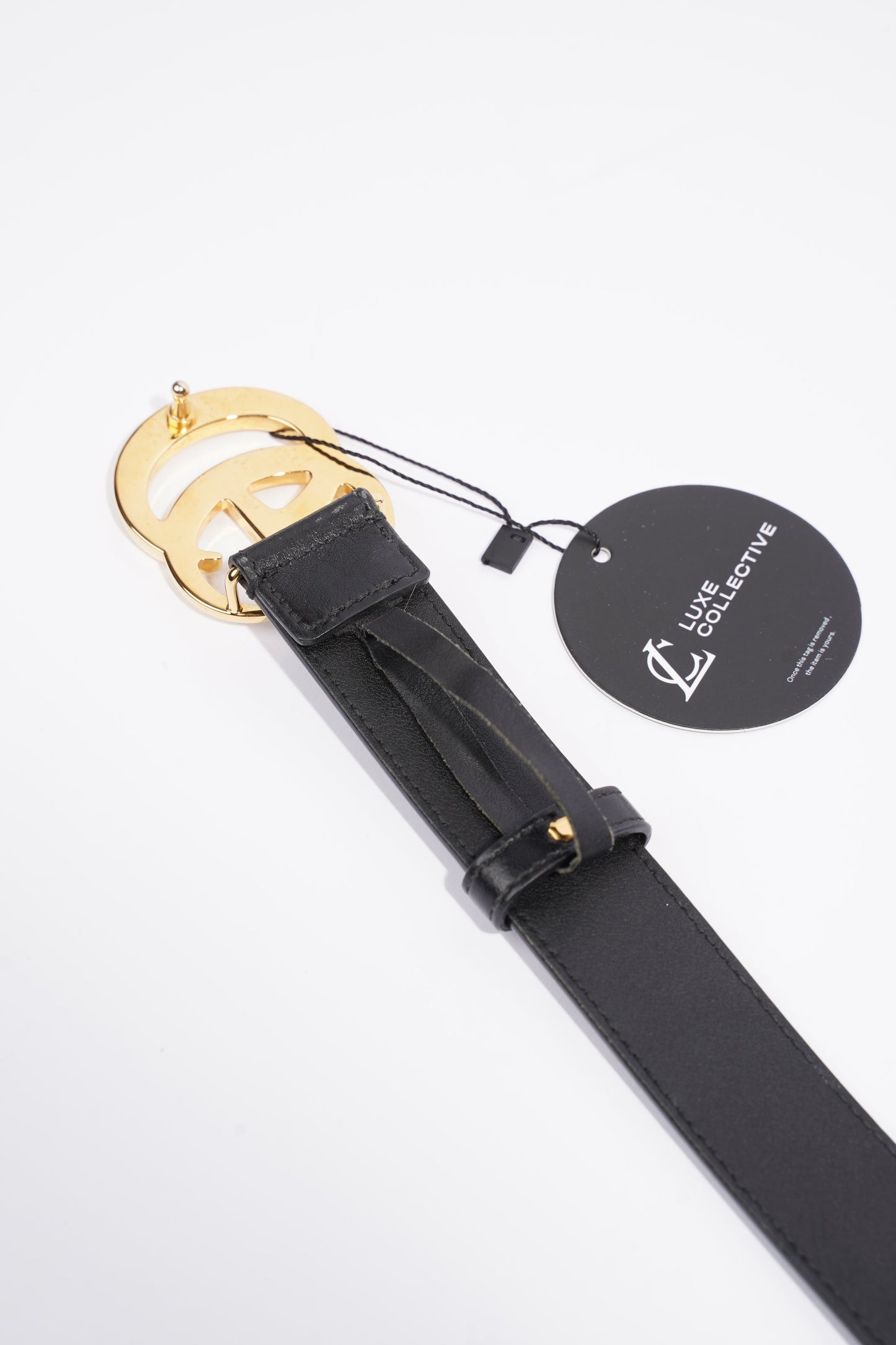 Gucci GG Marmont Belt With Shiny Buckle Black Leather 85cm 34''