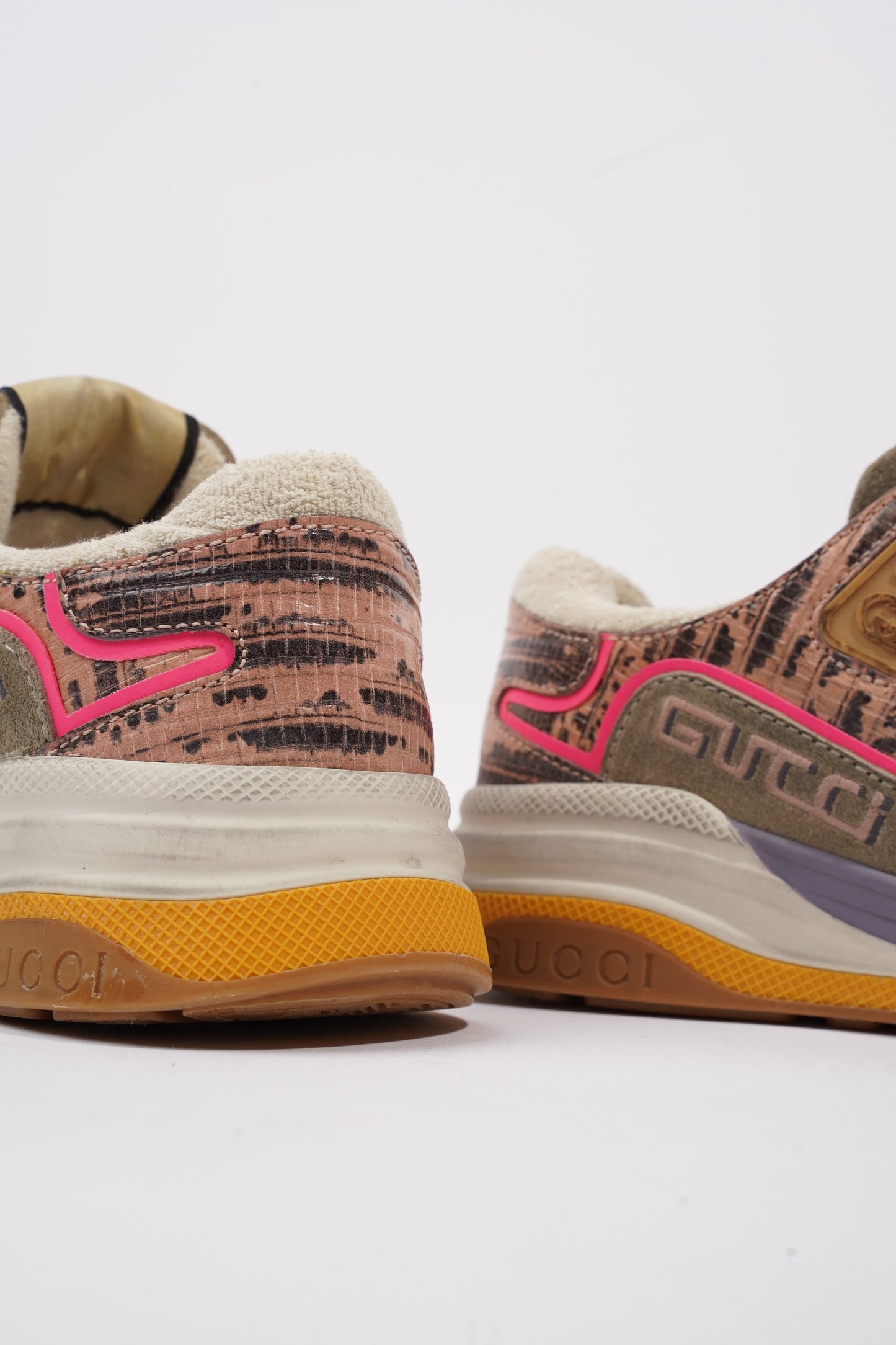 Gucci Ultrapace Sneaker Grey / Yellow / Pink Suede EU 37.5 / UK 4.5