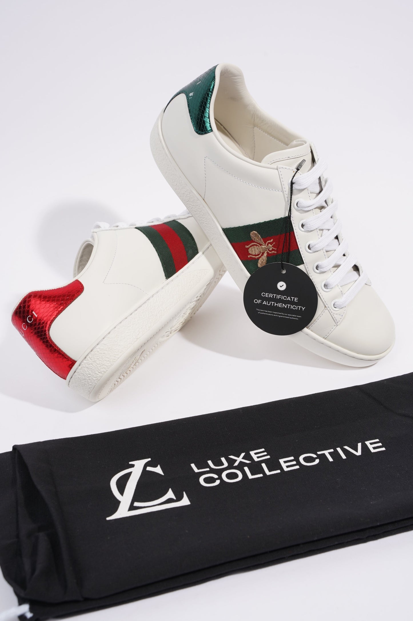 Gucci Ace Embroidered Bee White / Red / Green Leather EU 39 UK 6