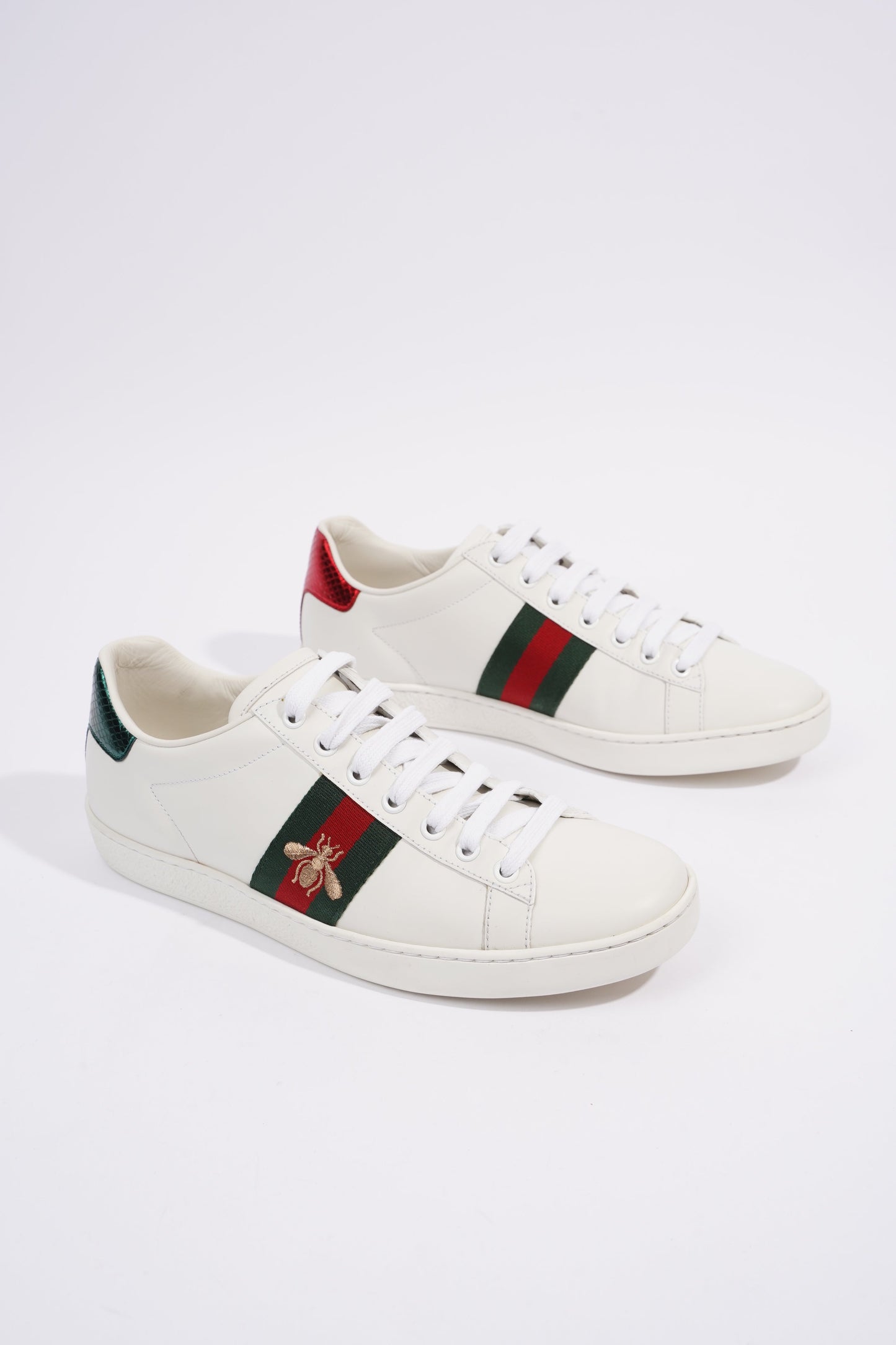 Gucci Ace Embroidered Bee White / Red / Green Leather EU 39 UK 6
