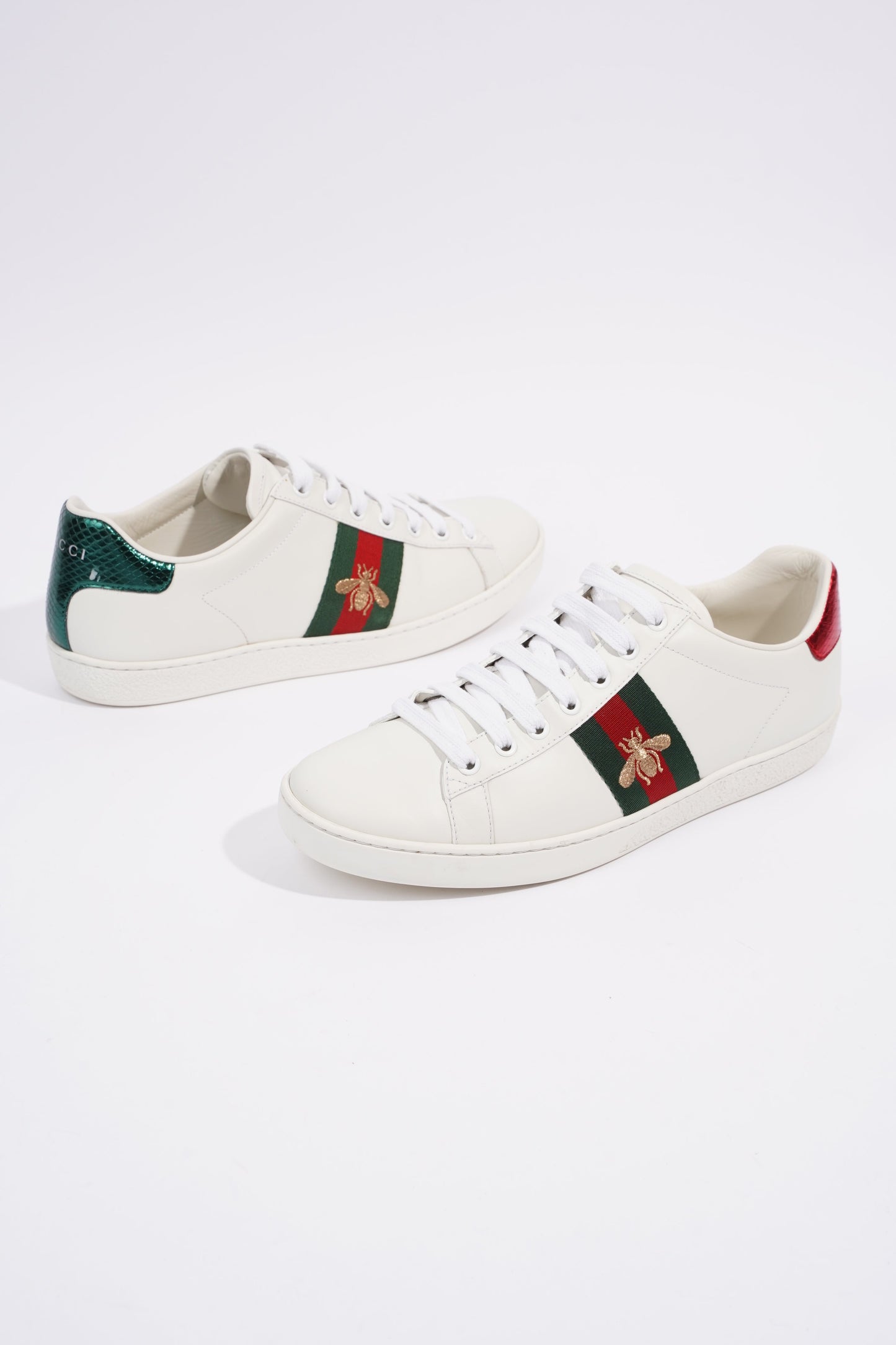 Gucci Ace Embroidered Bee White / Red / Green Leather EU 39 UK 6