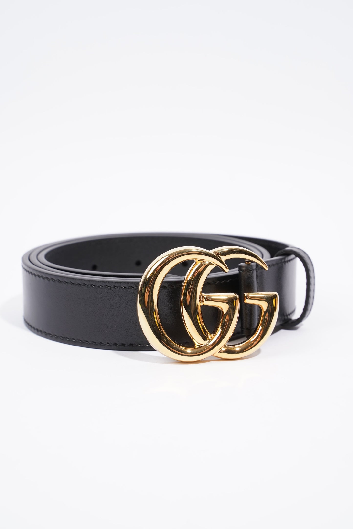 Gucci GG Marmont Shiny Buckle Belt Black Leather 90cm 36"