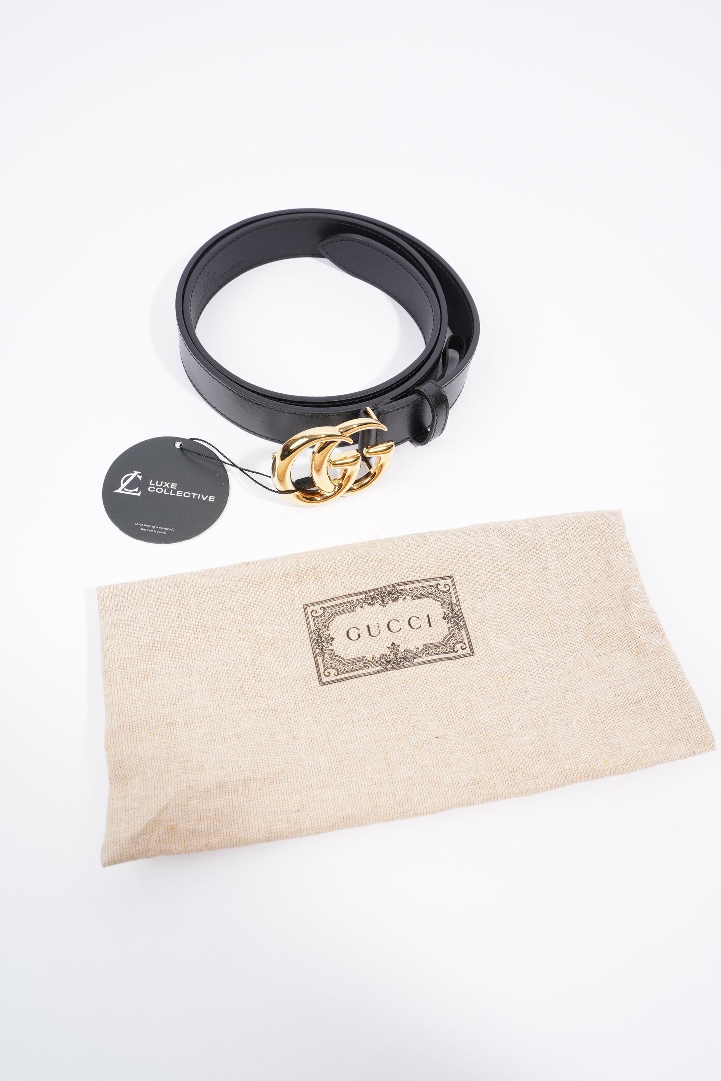 Gucci GG Marmont Shiny Buckle Belt Black Leather 90cm 36"