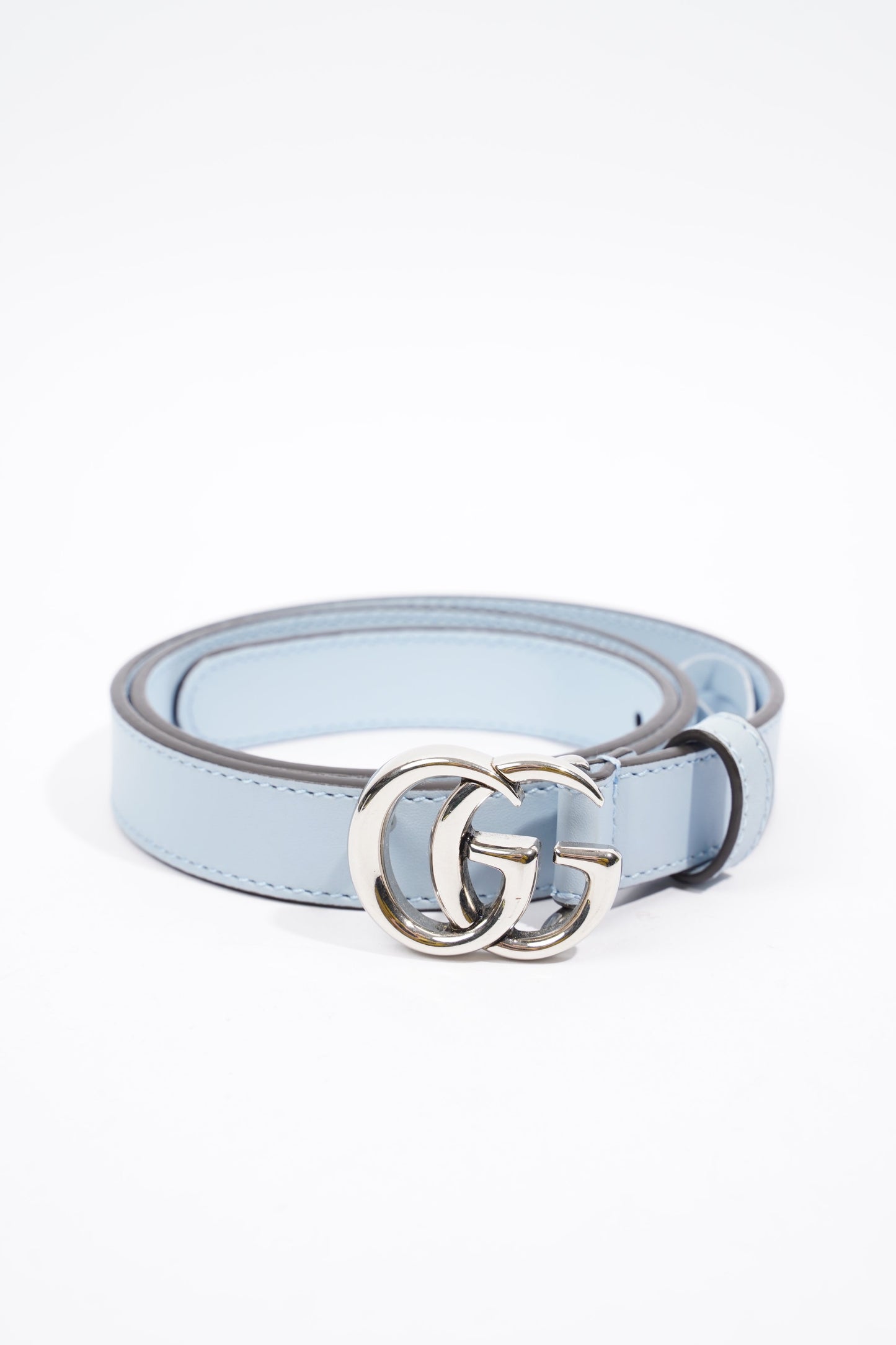 Gucci Interlocking Belt Baby Blue Leather 70cm 28"