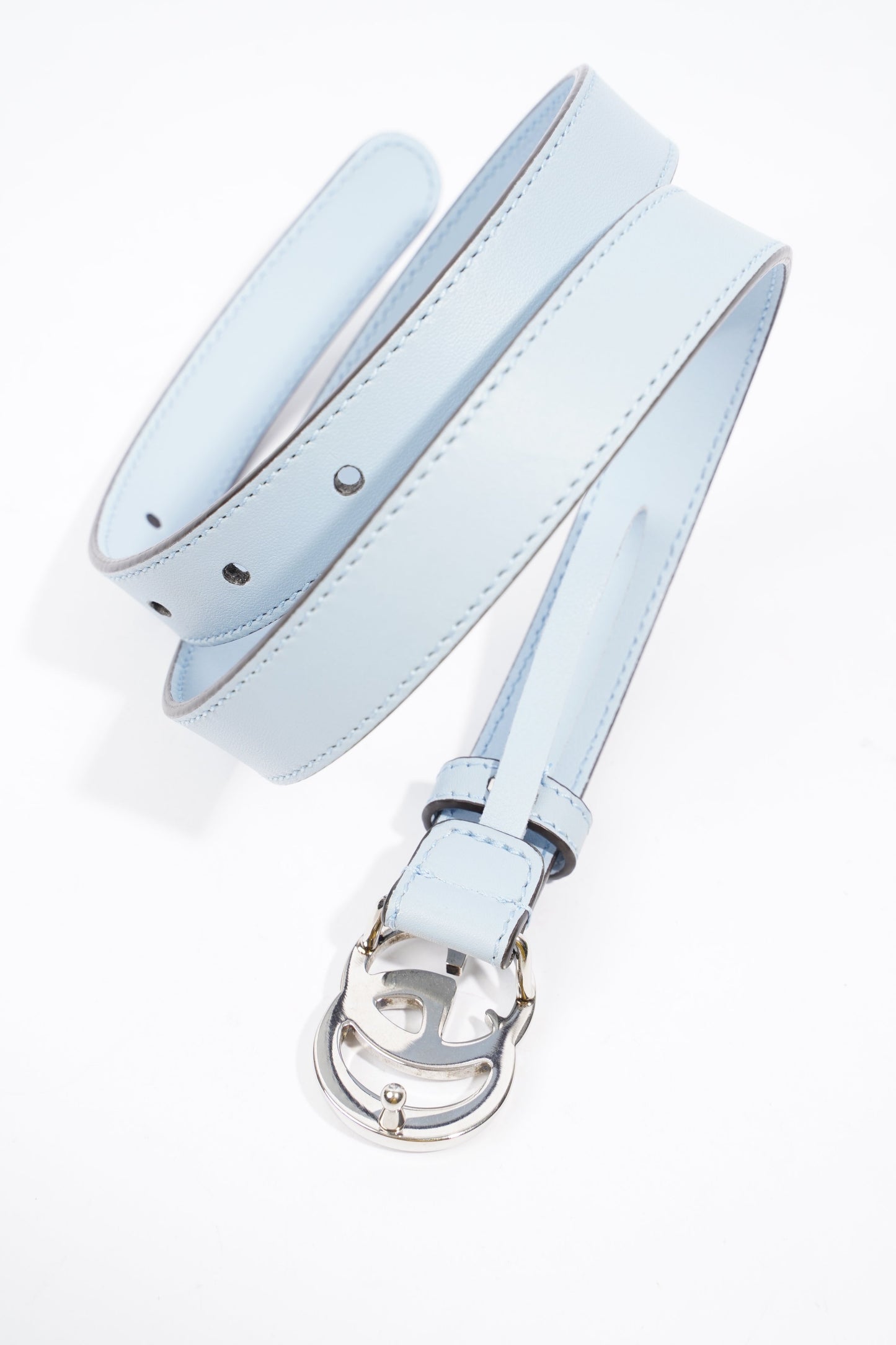 Gucci Interlocking Belt Baby Blue Leather 70cm 28"