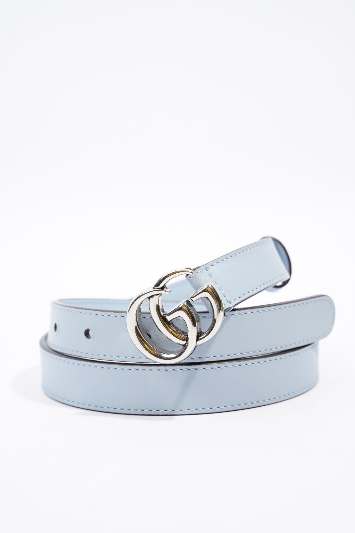Gucci Interlocking Belt Baby Blue Leather 70cm 28"