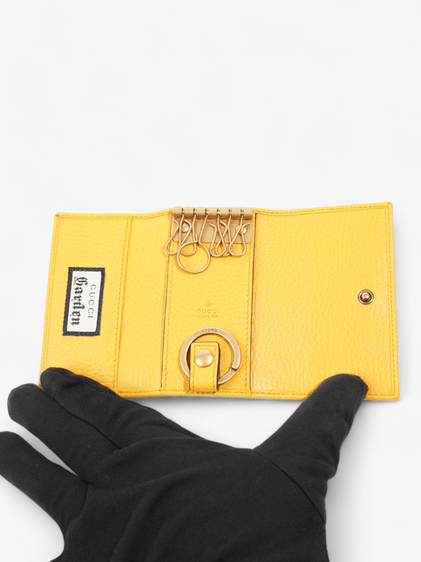 Gucci Garden Key Case with Bat Mustard Leather