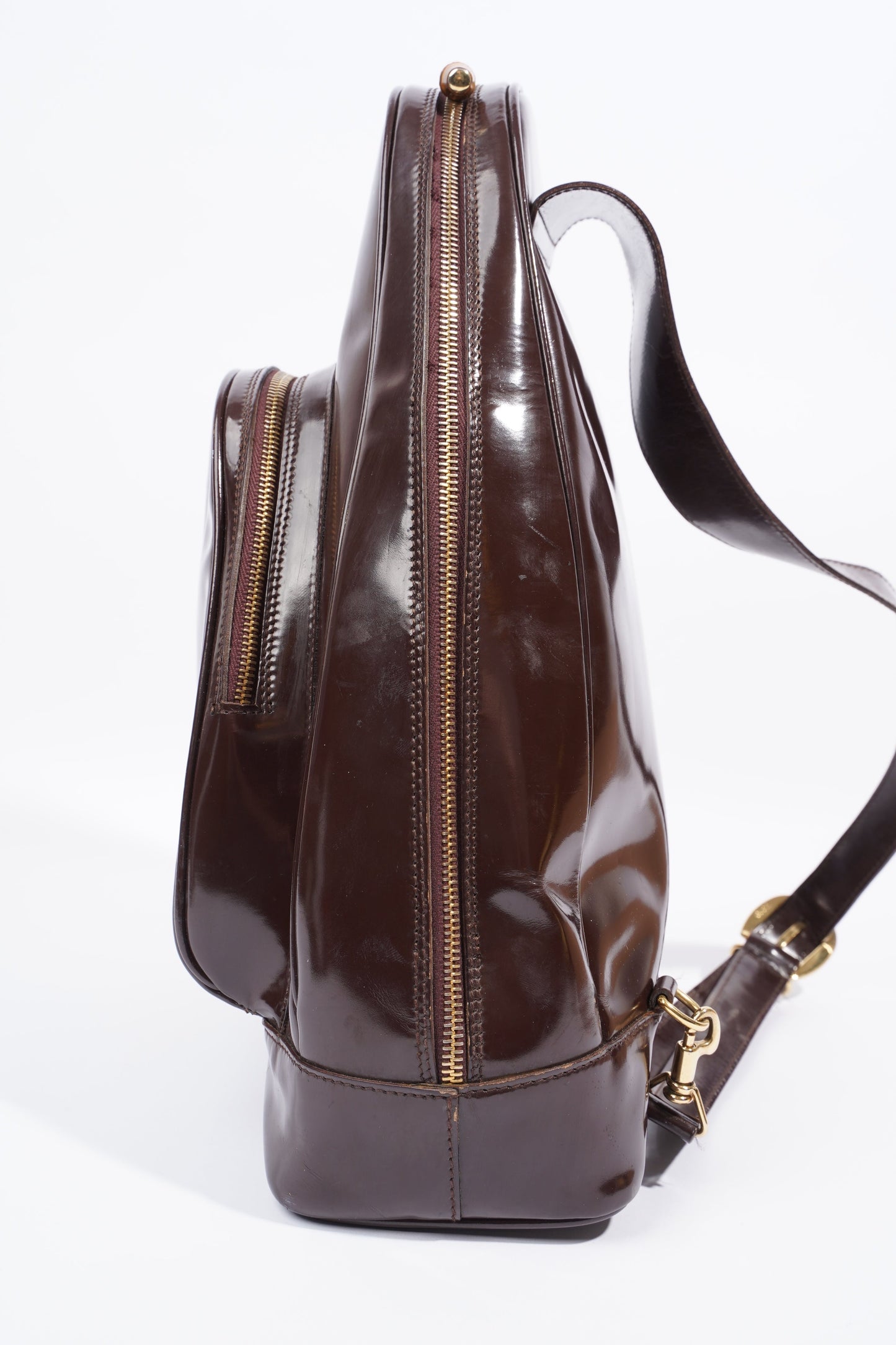 Gucci Bamboo Sling Bag Brown Patent Leather