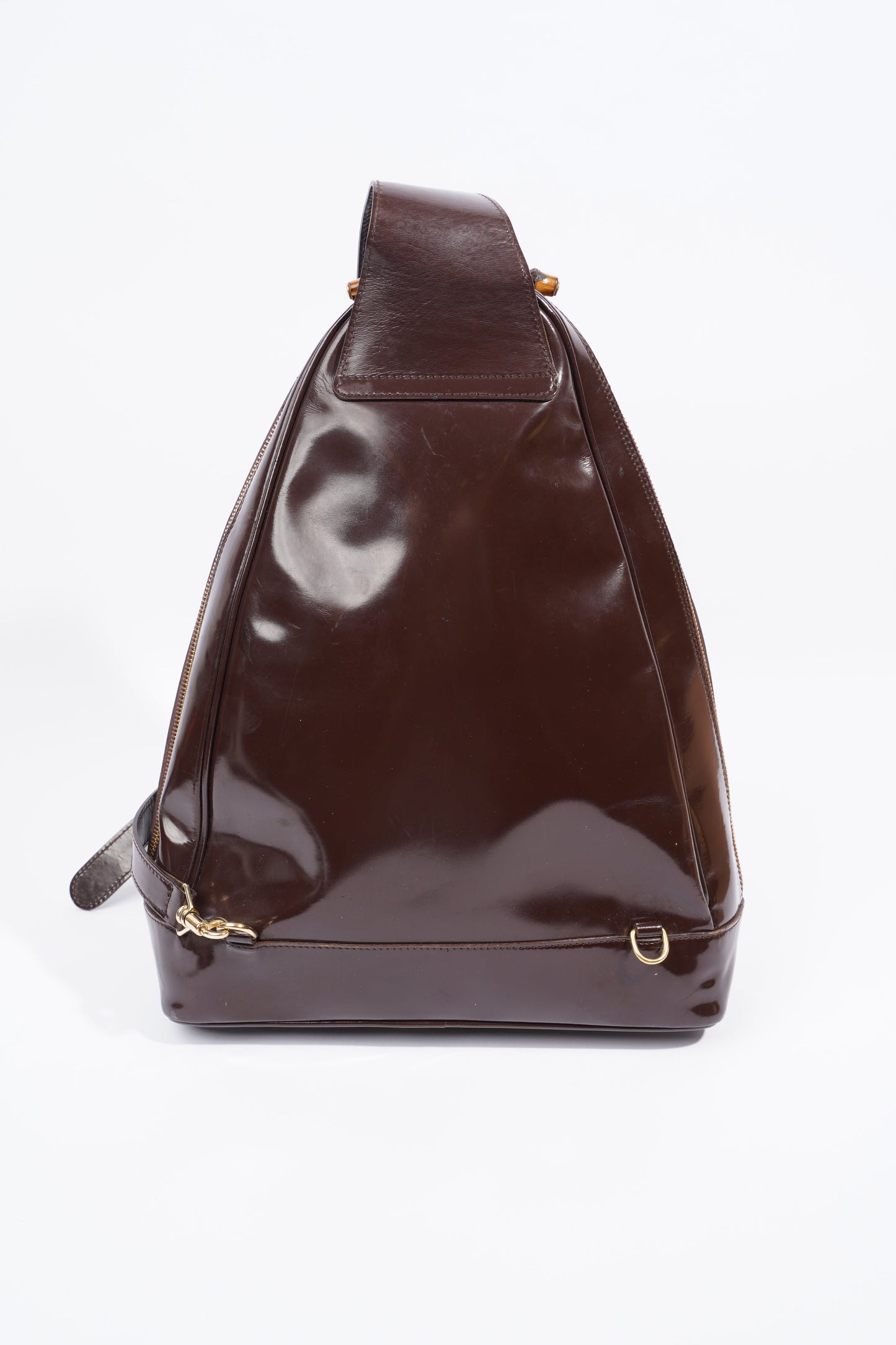 Gucci Bamboo Sling Bag Brown Patent Leather