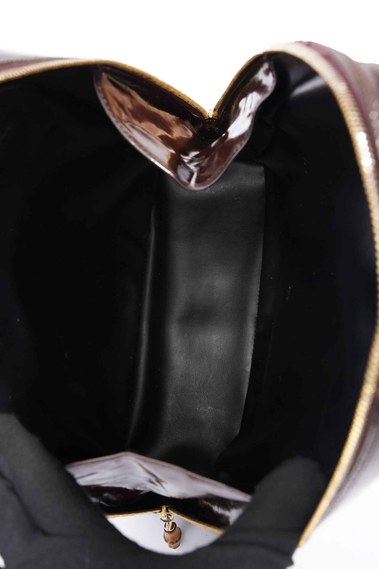 Gucci Bamboo Sling Bag Brown Patent Leather