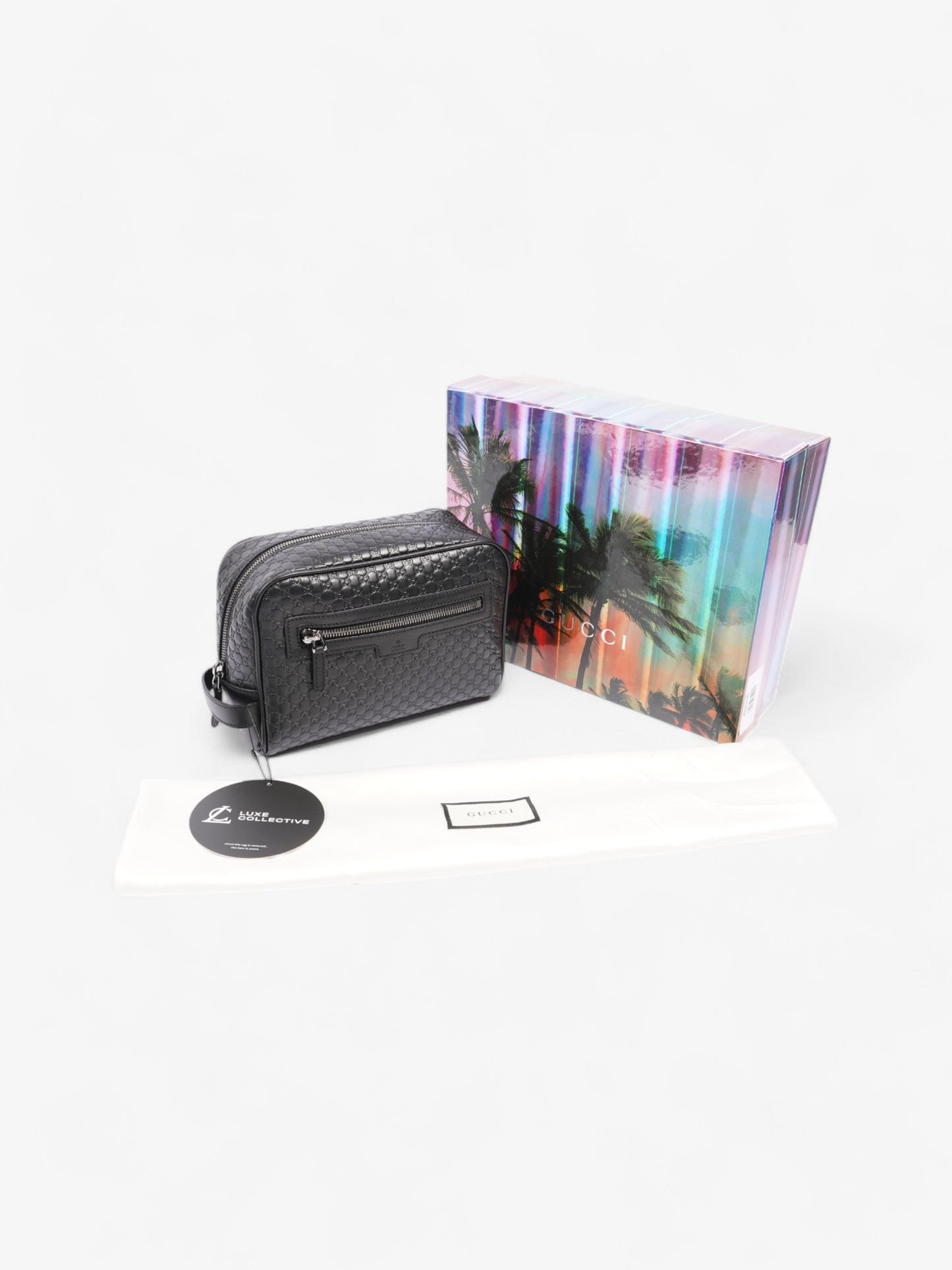 Gucci GG Wash Bag GG Supreme / Black Leather