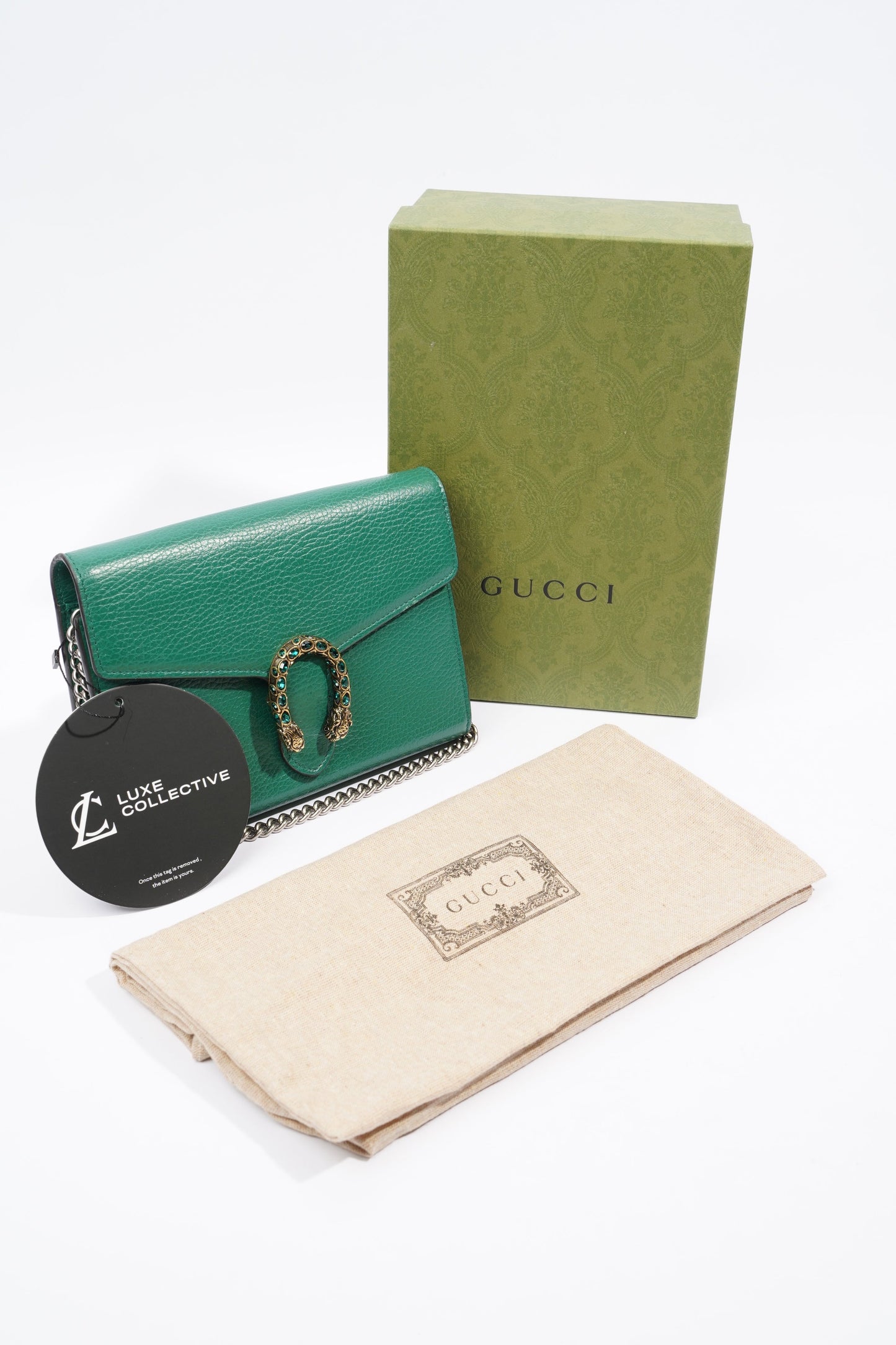 Gucci Dionysus Chain Wallet Green Leather