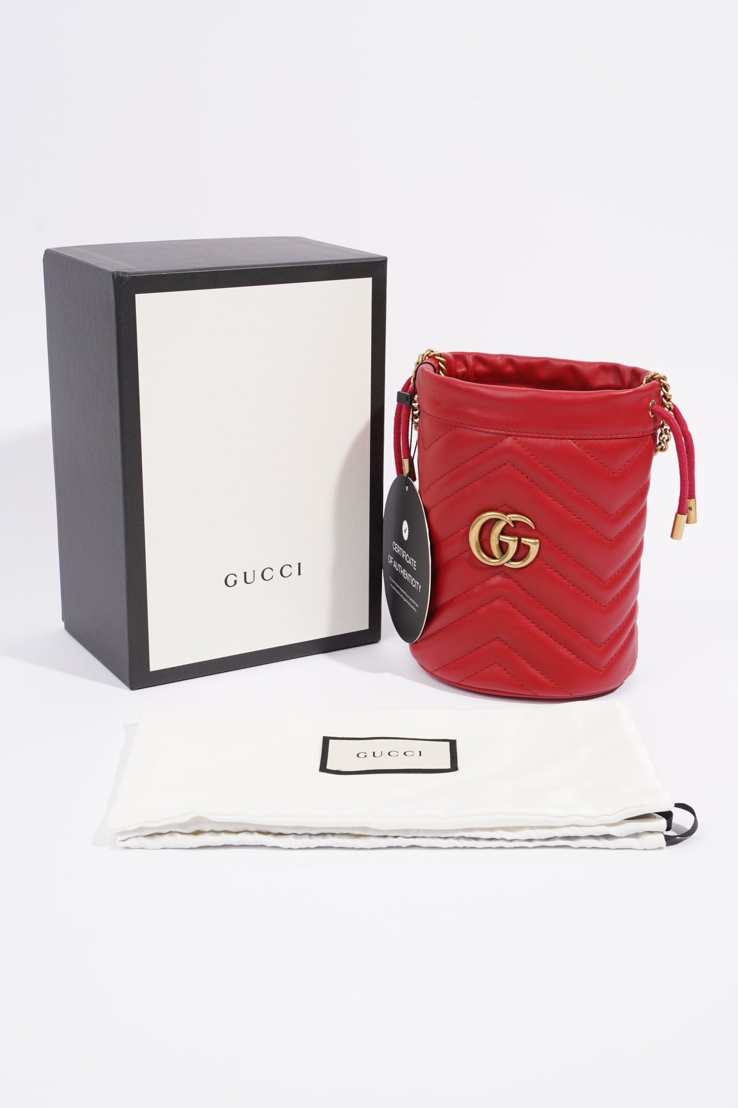 Gucci GG Marmont Bucket Bag Red Leather