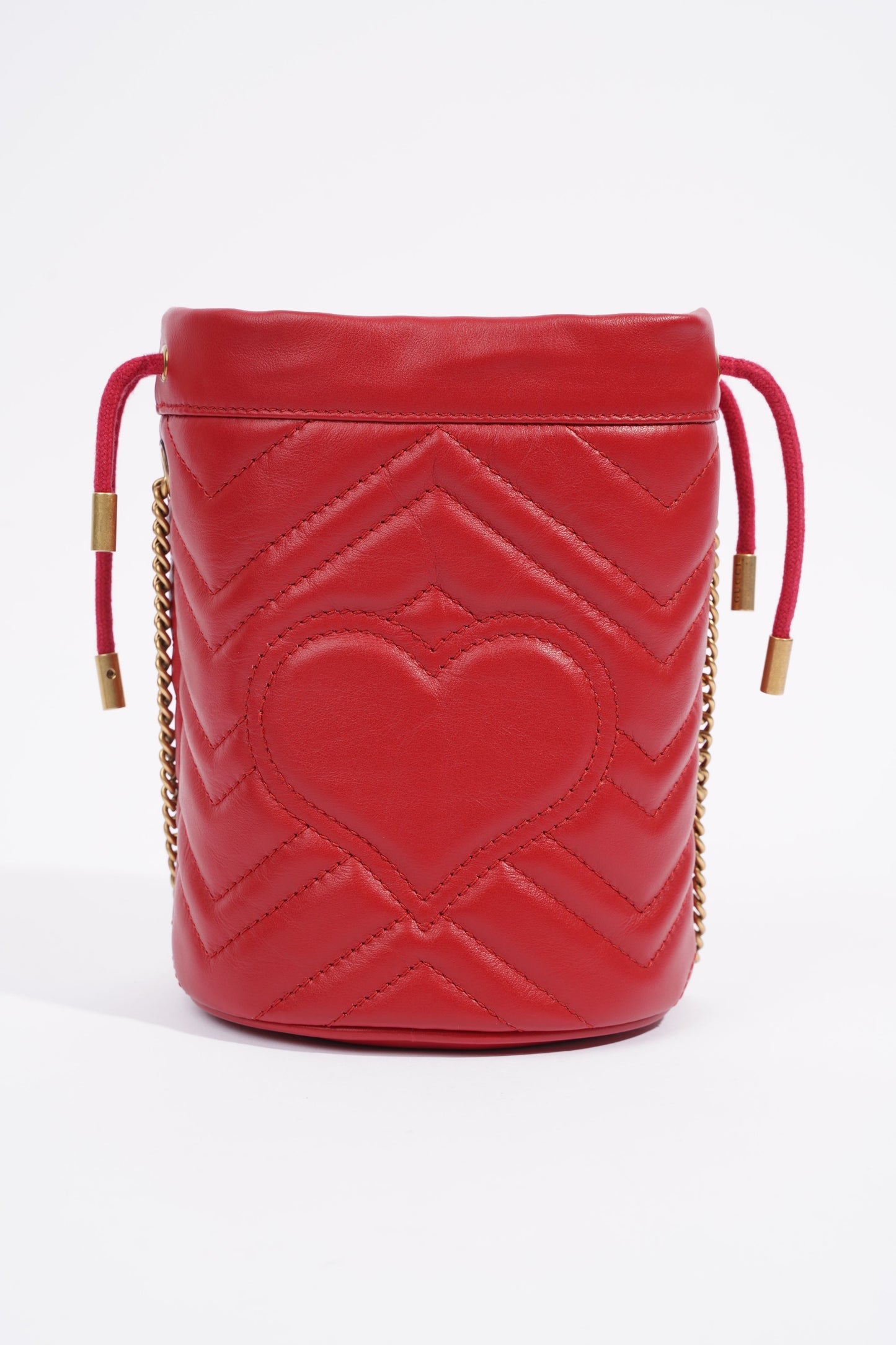 Gucci GG Marmont Bucket Bag Red Leather