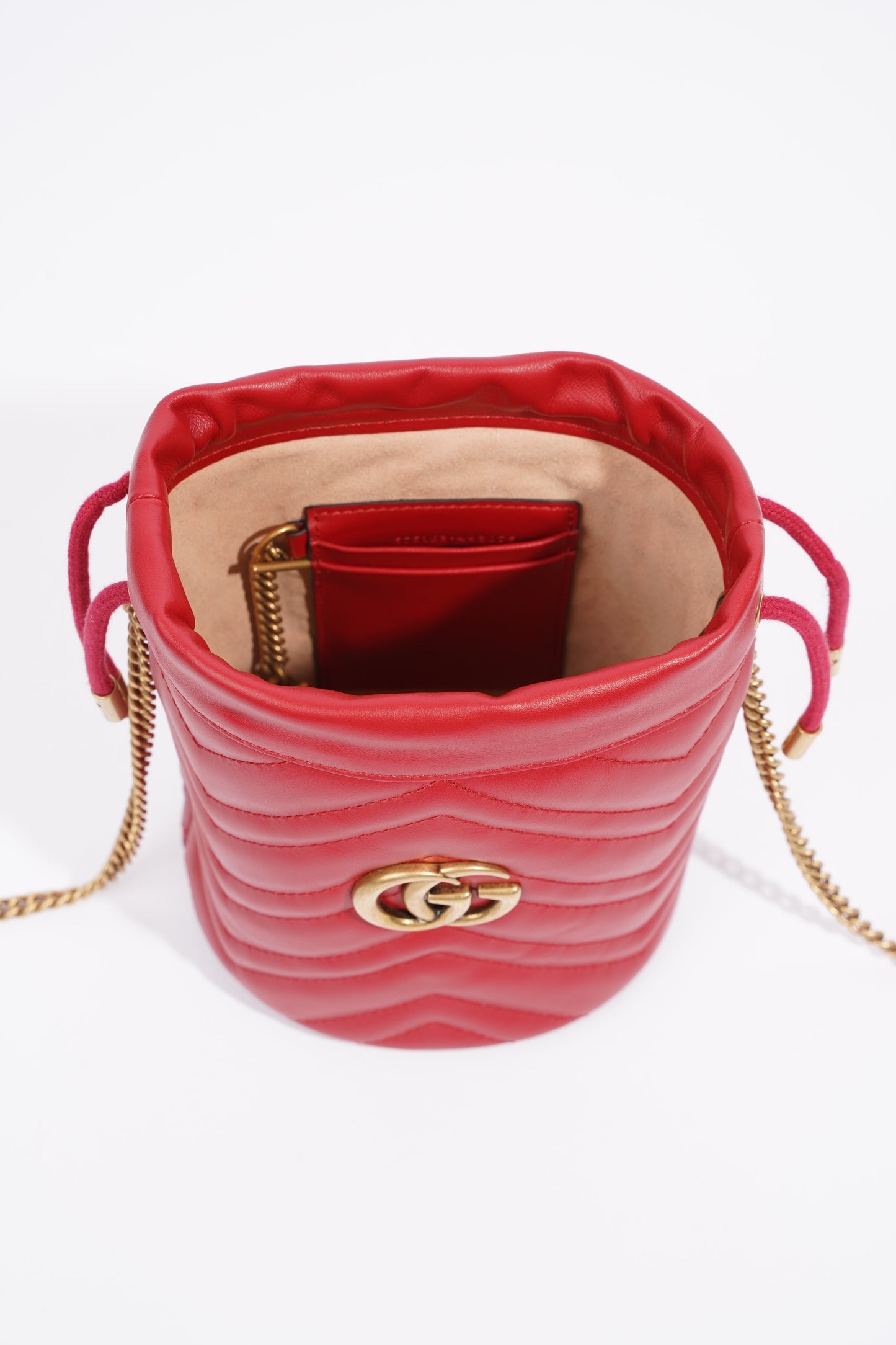 Gucci GG Marmont Bucket Bag Red Leather