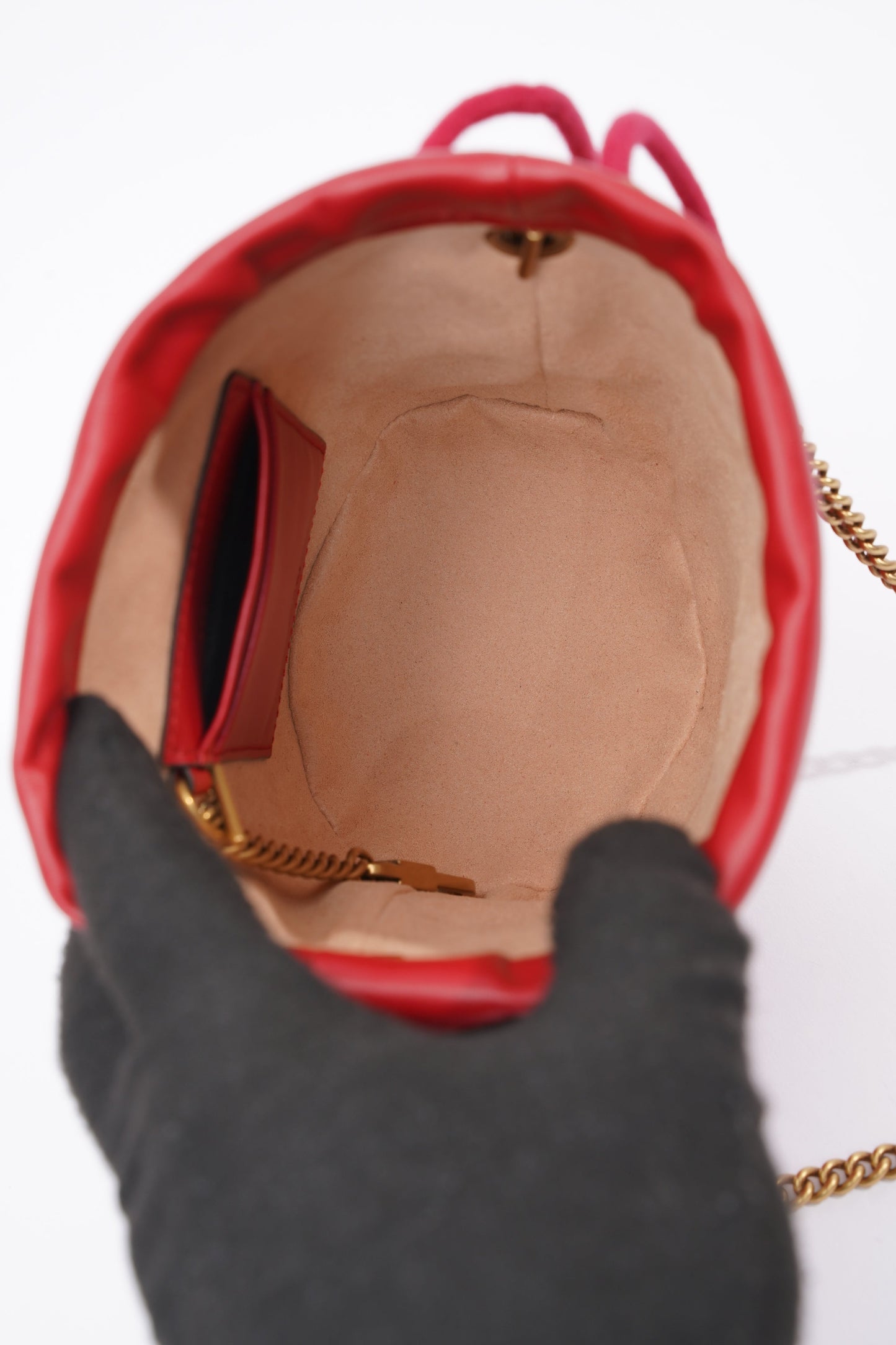 Gucci GG Marmont Bucket Bag Red Leather