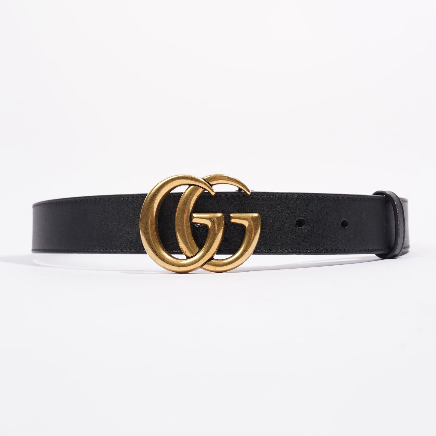 Gucci Marmont Belt Black / Gold Leather 75cm 30"