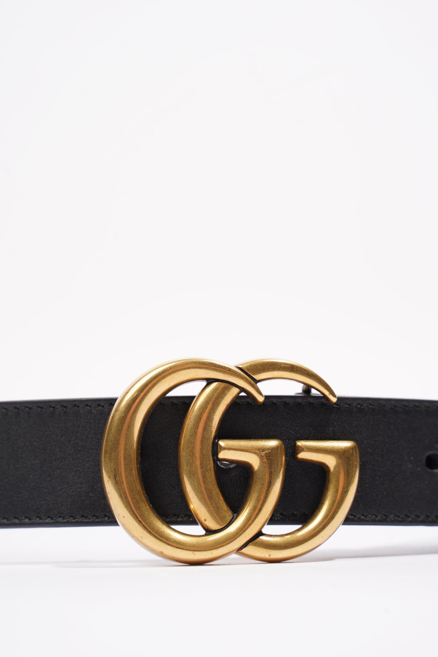 Gucci Marmont Belt Black / Gold Leather 75cm 30"