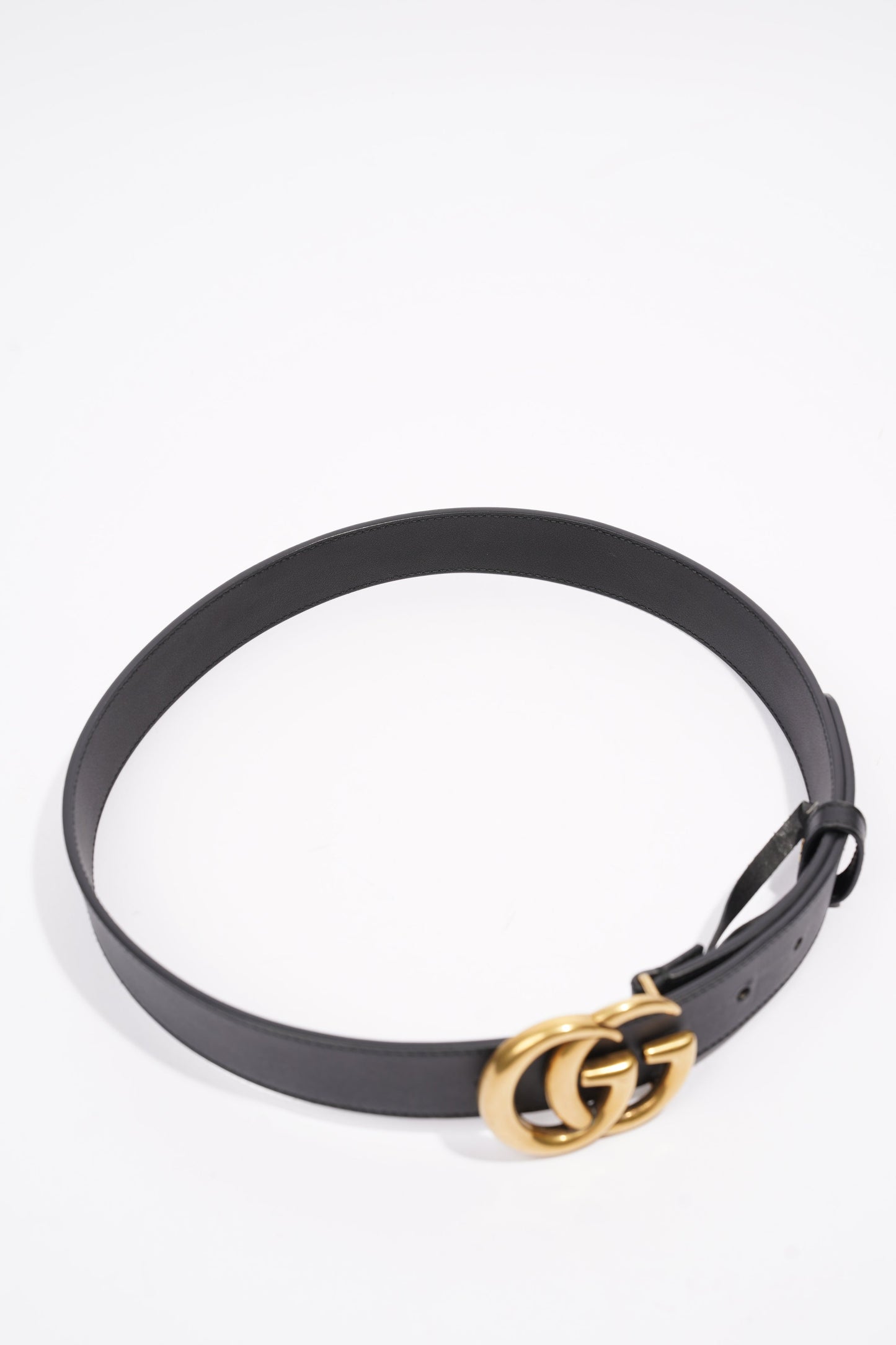Gucci Marmont Belt Black / Gold Leather 75cm 30"