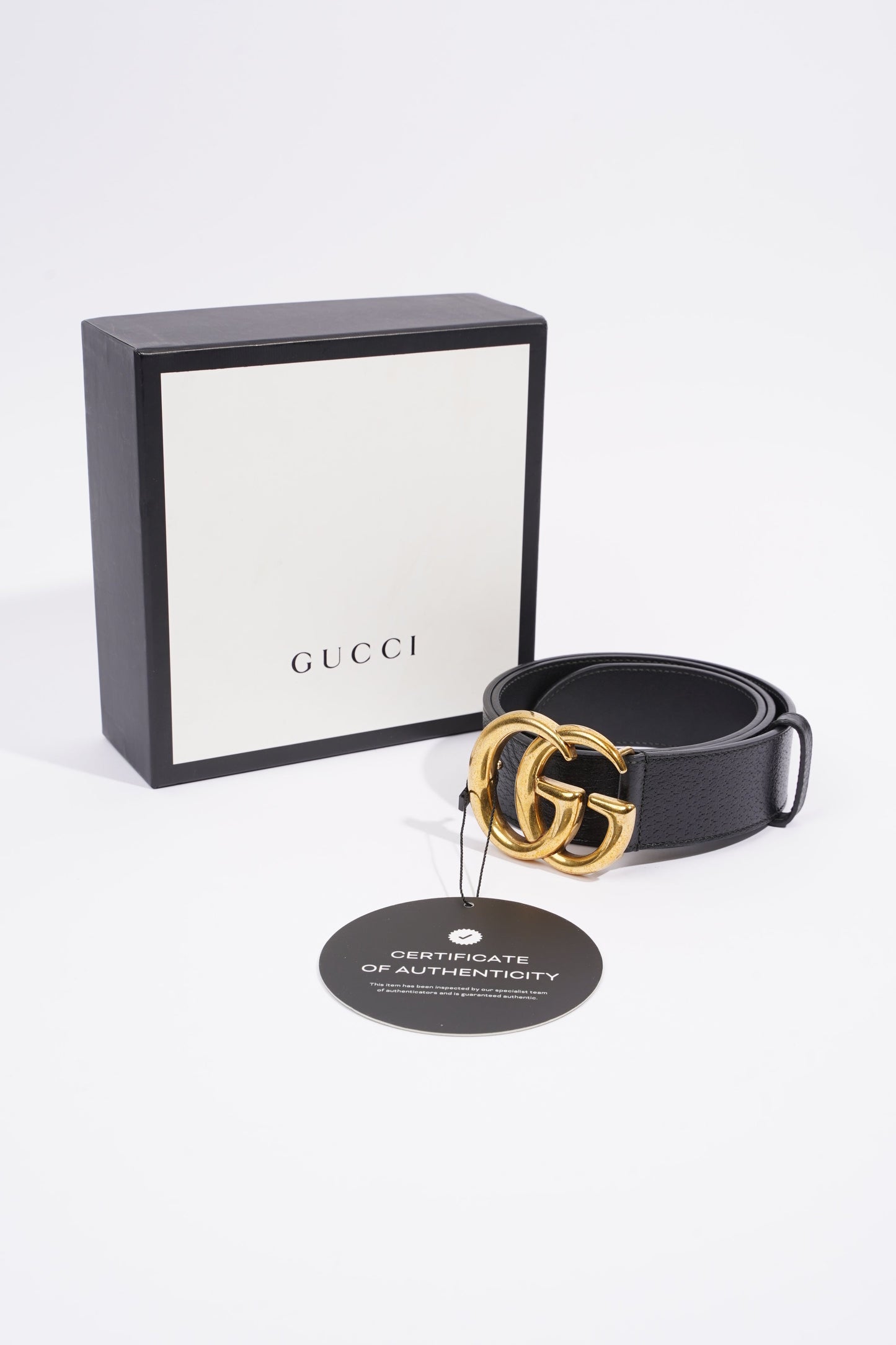 Gucci Marmont Belt Black / Gold Leather 85cm 34'