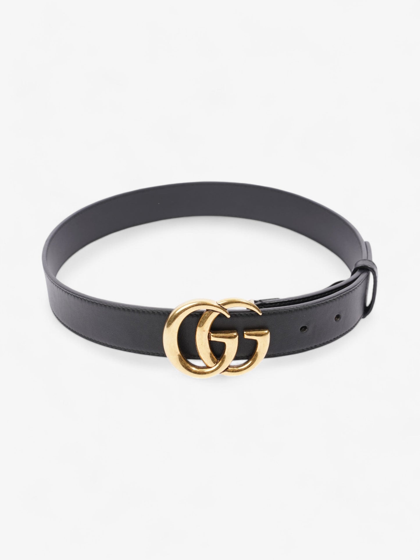 Gucci GG Marmont Belt Black / Gold Leather 70cm / 28"