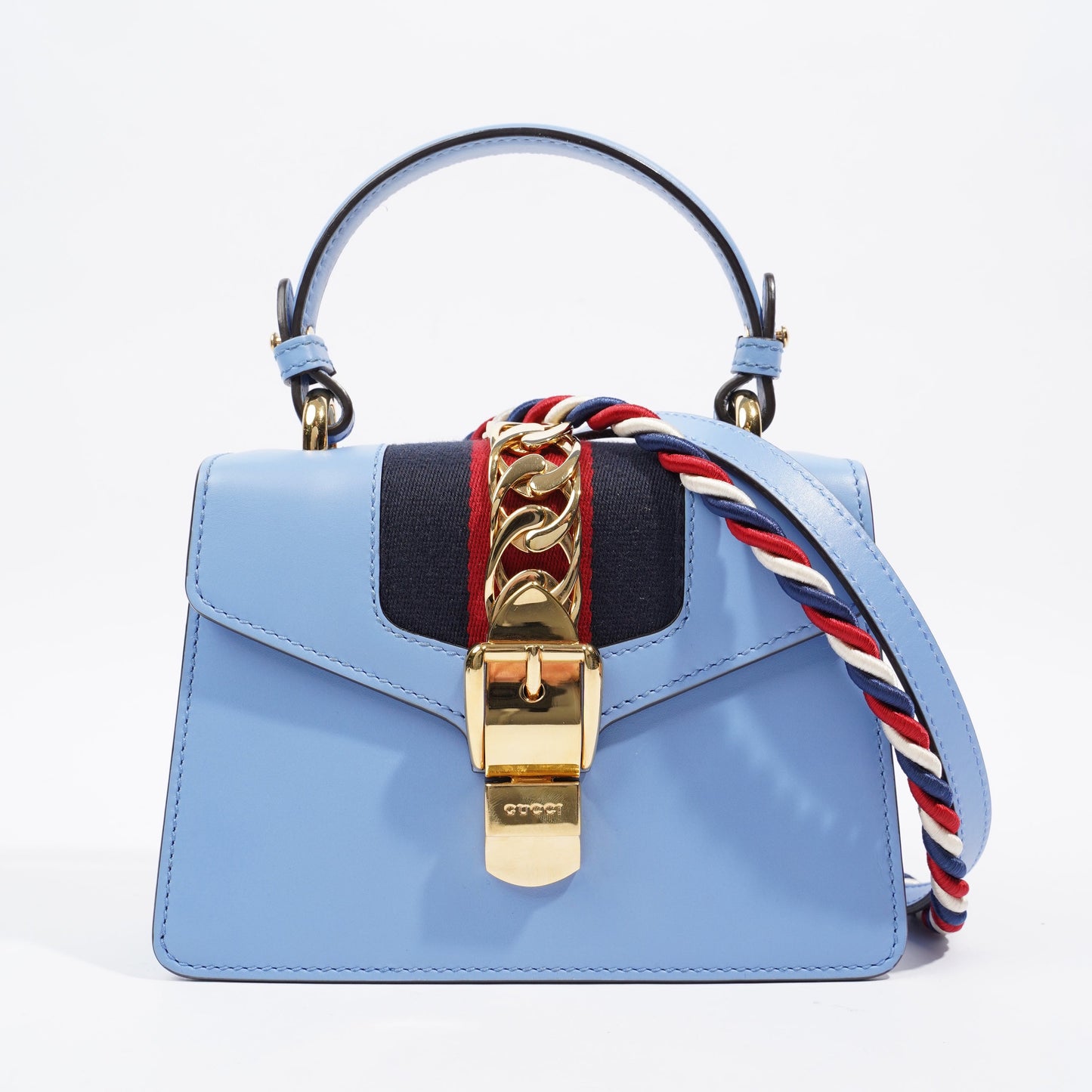 Gucci Sylvie Blue Leather Mini