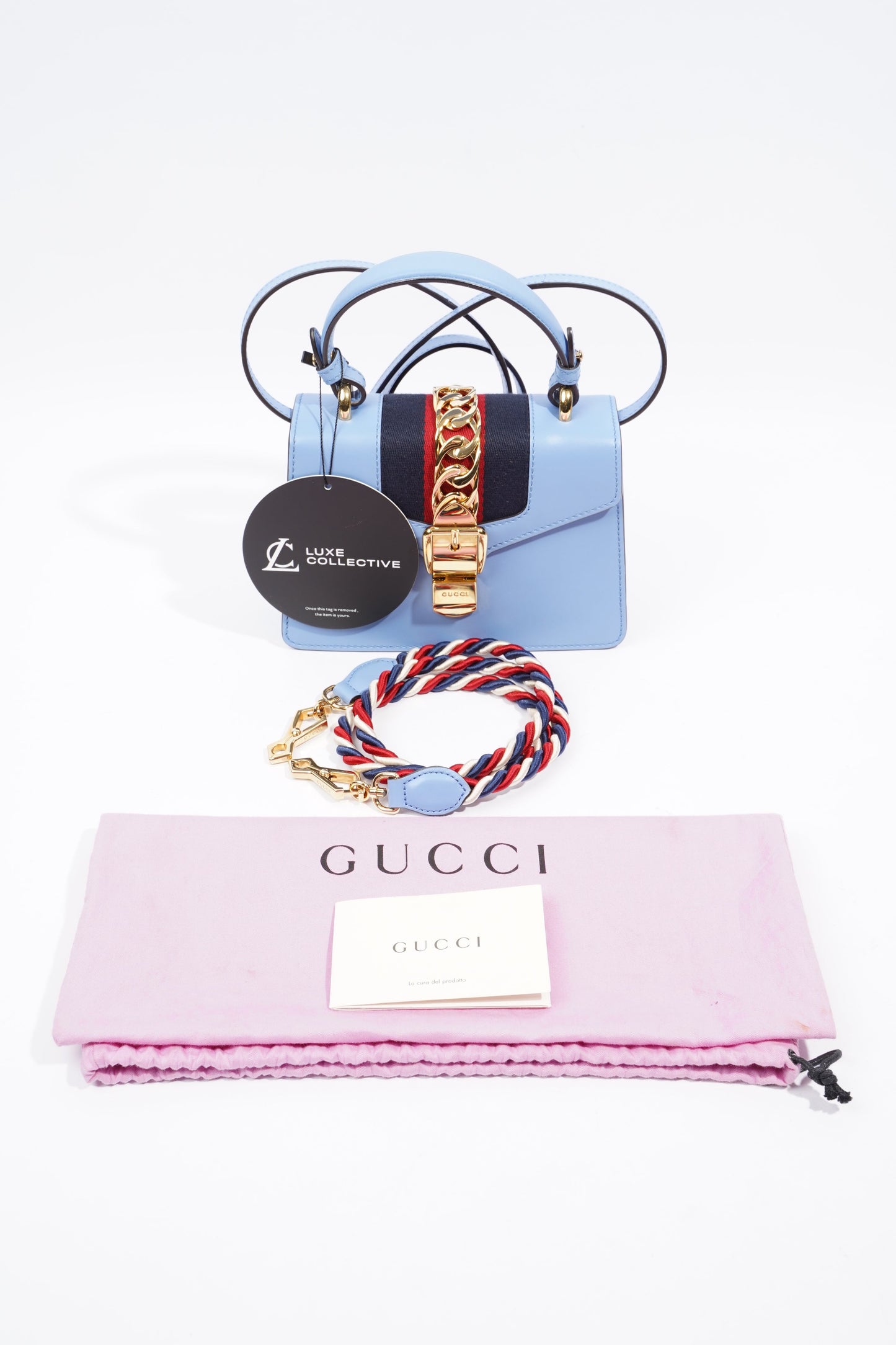 Gucci Sylvie Blue Leather Mini
