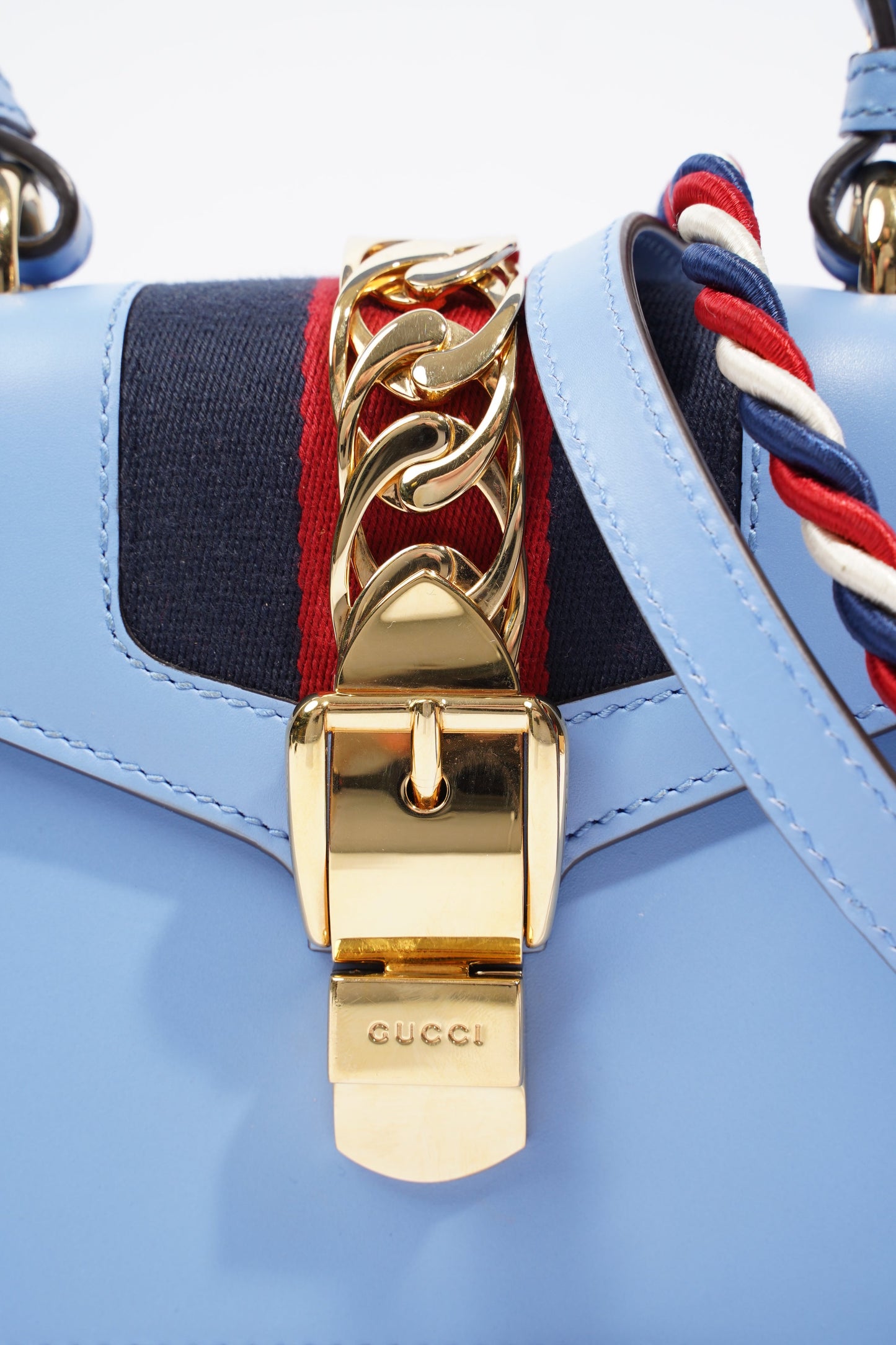 Gucci Sylvie Blue Leather Mini