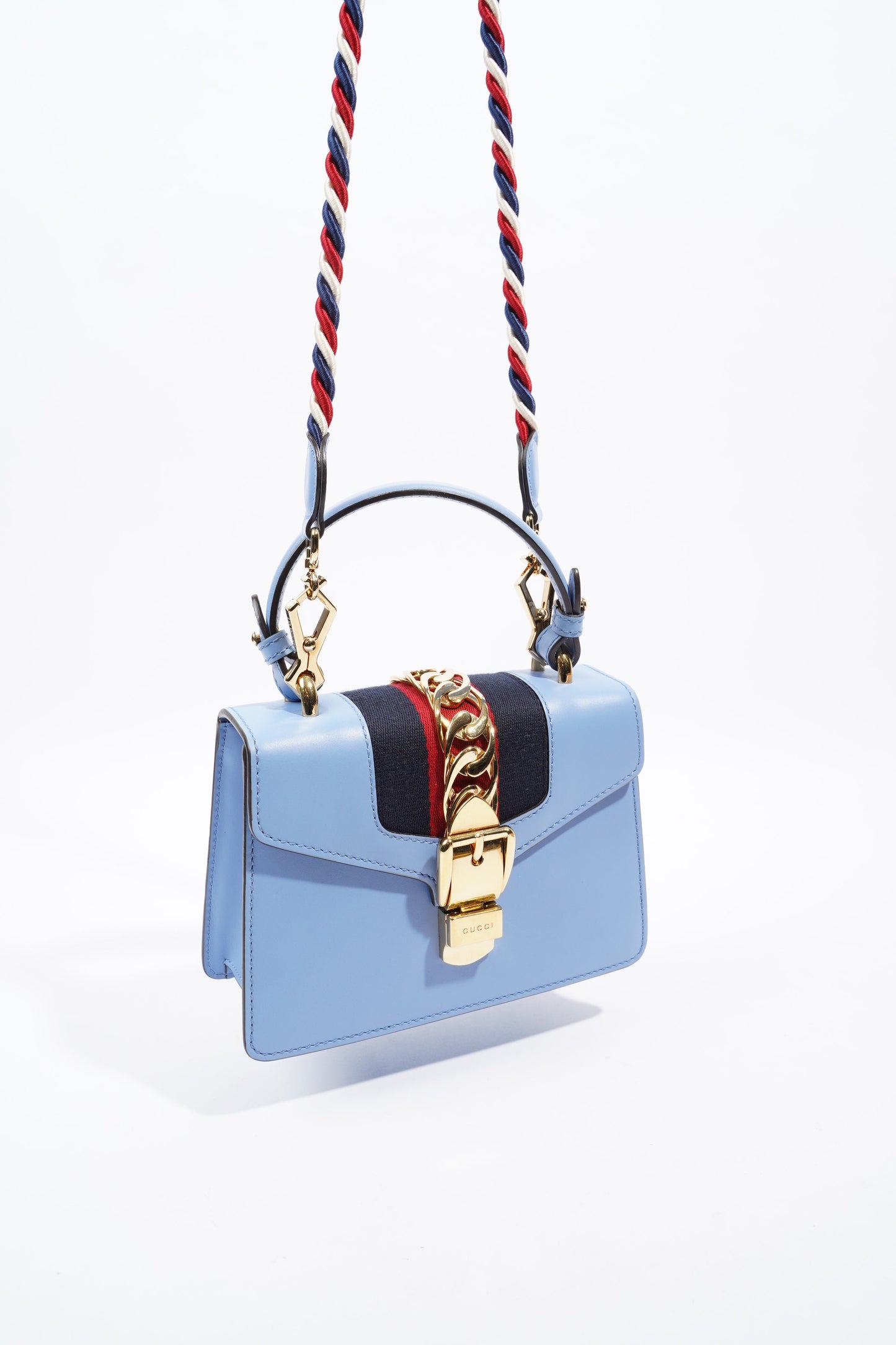 Gucci Sylvie Blue Leather Mini