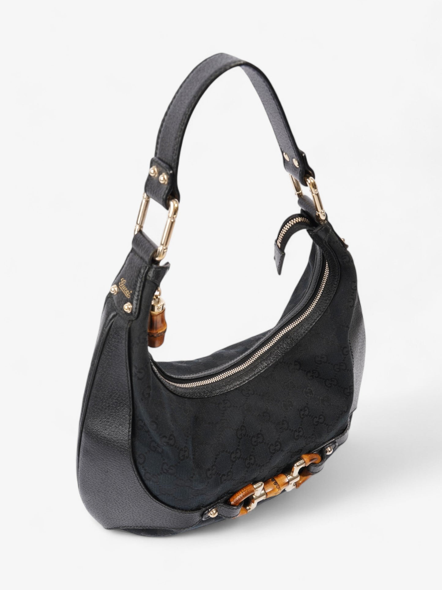 Gucci Amalfi Horsebit Hobo GG Supreme / Black / Brown Canvas