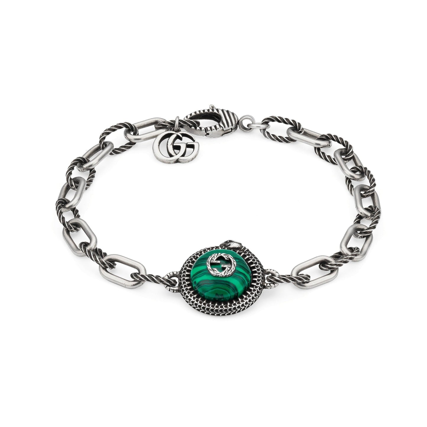 Gucci Garden GG Malachite Bracelet in Silver