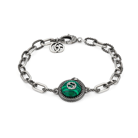 Gucci Garden GG Malachite Bracelet in Silver