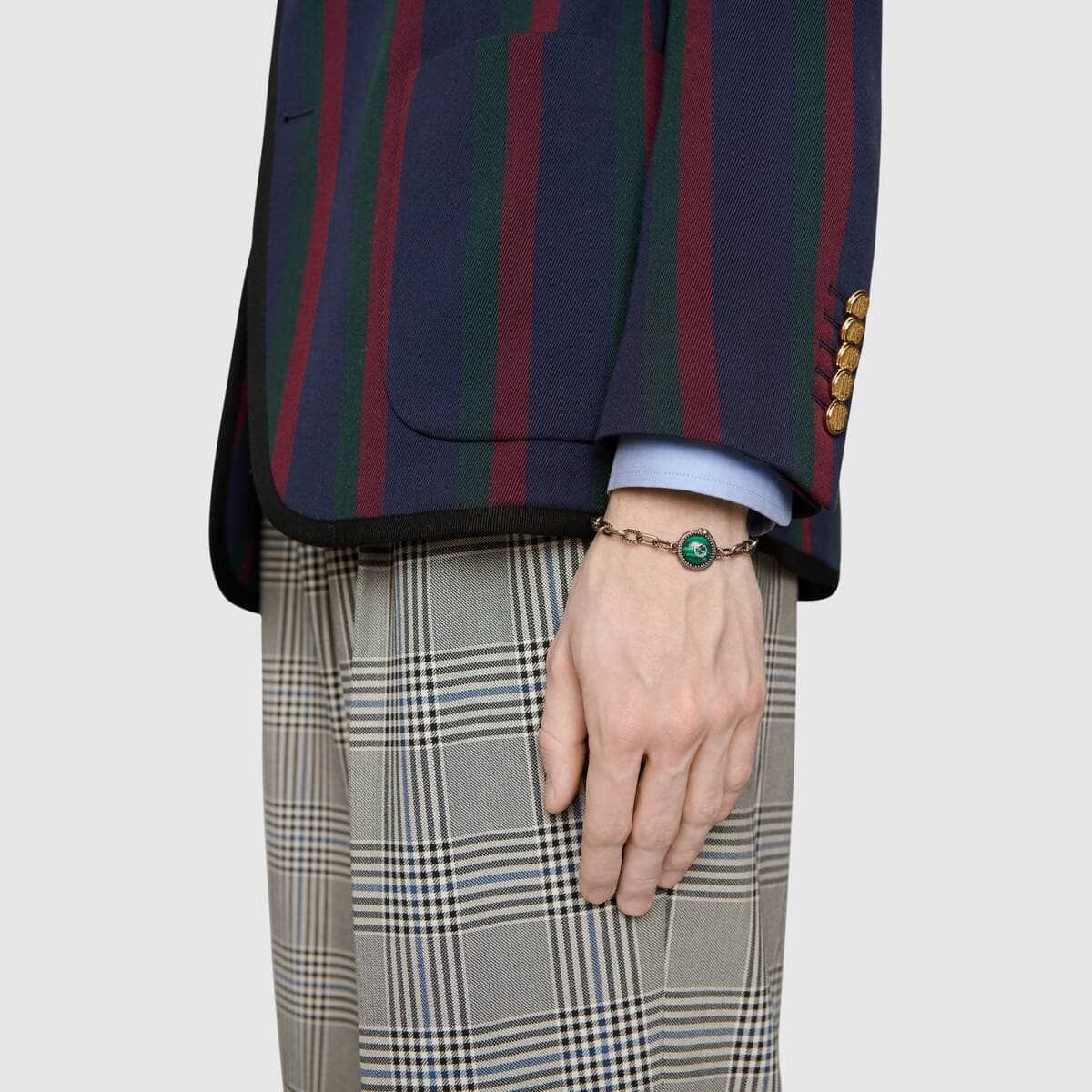 Gucci Garden GG Malachite Bracelet in Silver