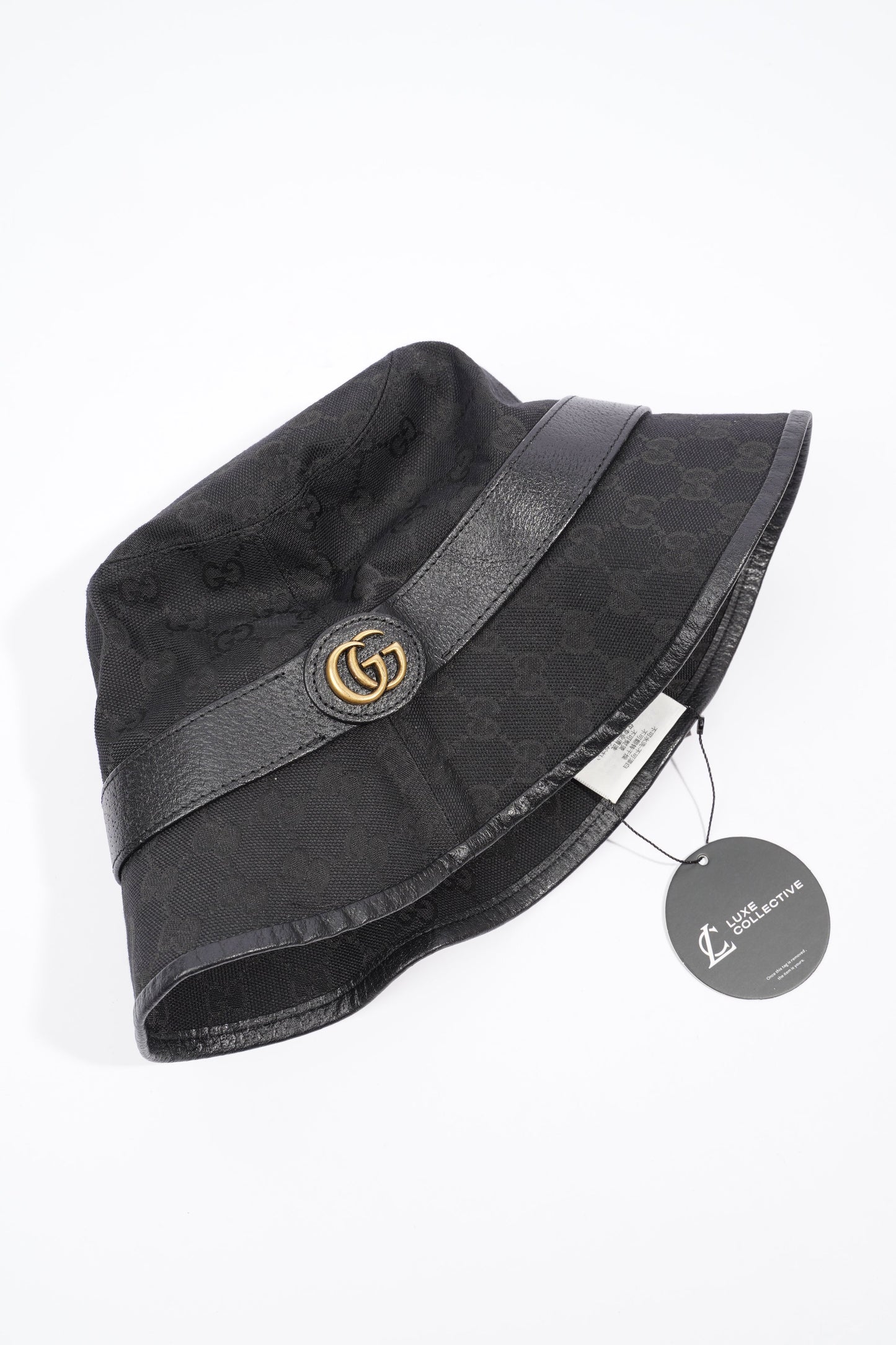 Gucci Monogram Bucket Hat Black Fabric M (58cm)