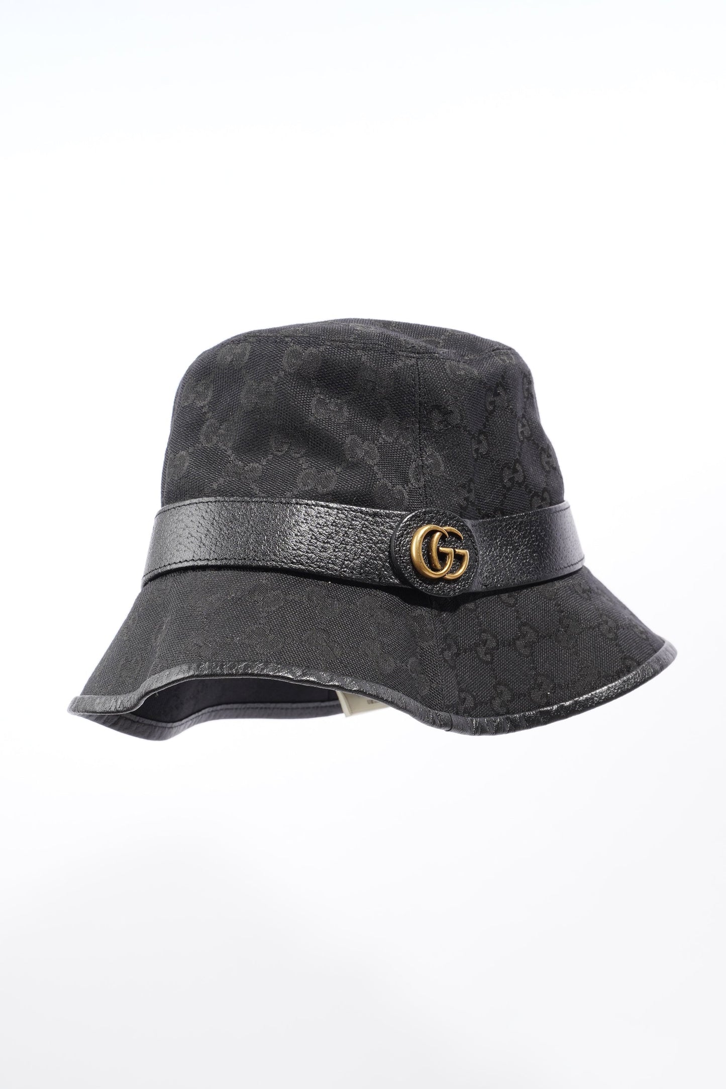 Gucci Monogram Bucket Hat Black Fabric M (58cm)